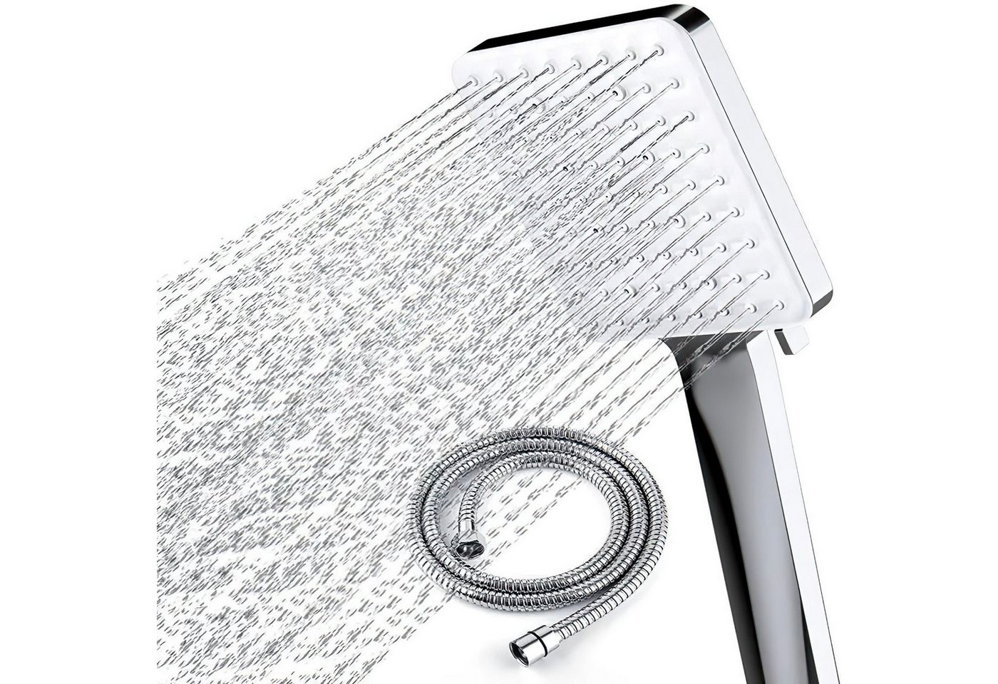 Refined Living Handbrause Duschkopf mit Schlauch Filter Duschbrause 1.5M Duschschlauch, (Einhand-Einstellung Duschbrause Druckerhöhend), Handbrause Regendusche mit 6 Strahlarten Gross Wassersparender