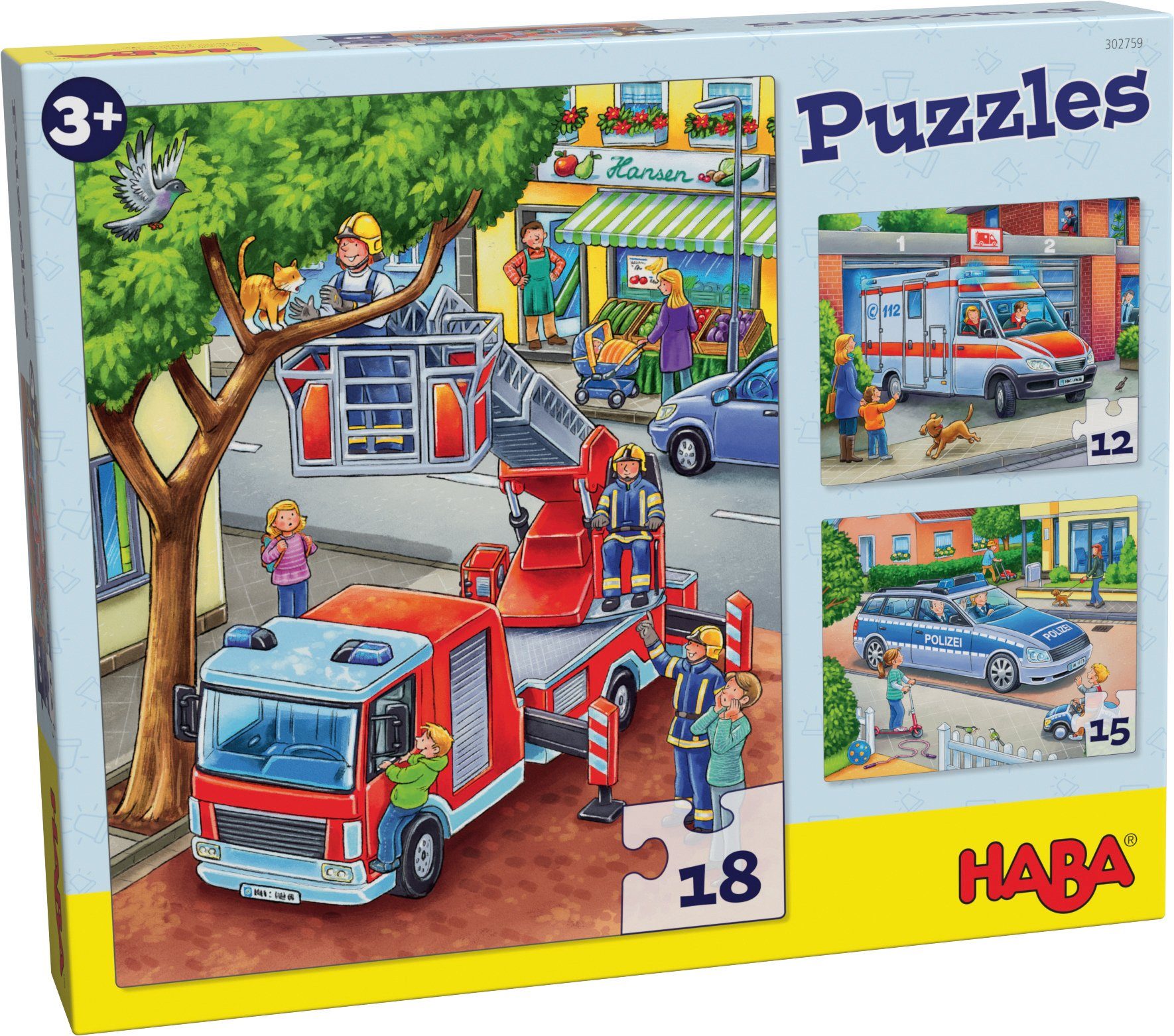 Haba Puzzle Polizei, Feuerwehr & Co., Puzzleteile, Made in Europe