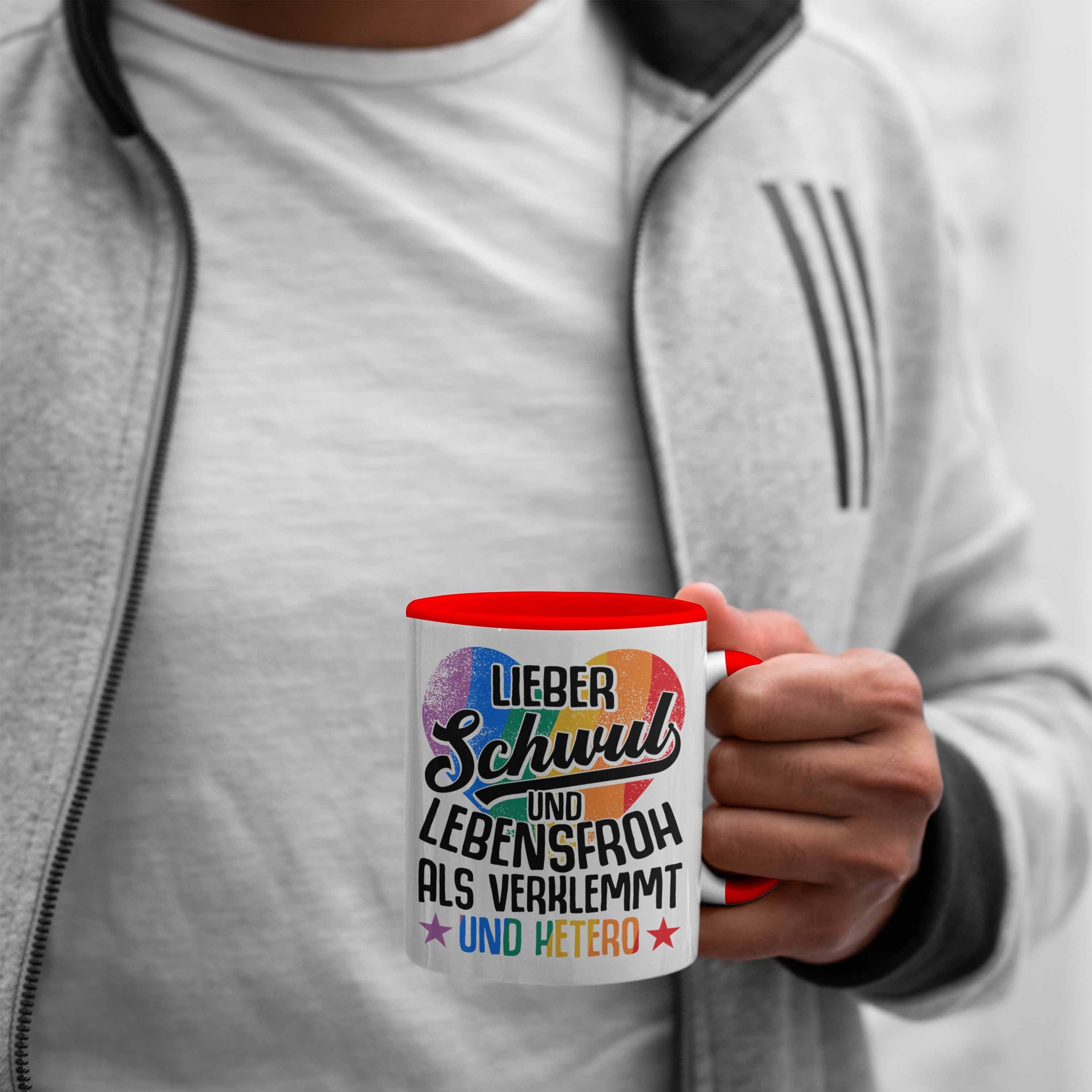 Tasse Regenbogen Verklemmt für Grafik Rot Geschenk Als Transgender Tasse Trendation Lustige Schwul Und Hetero LGBT Trendation Schwule Regenbogen Hetero Lesben - LIeber und