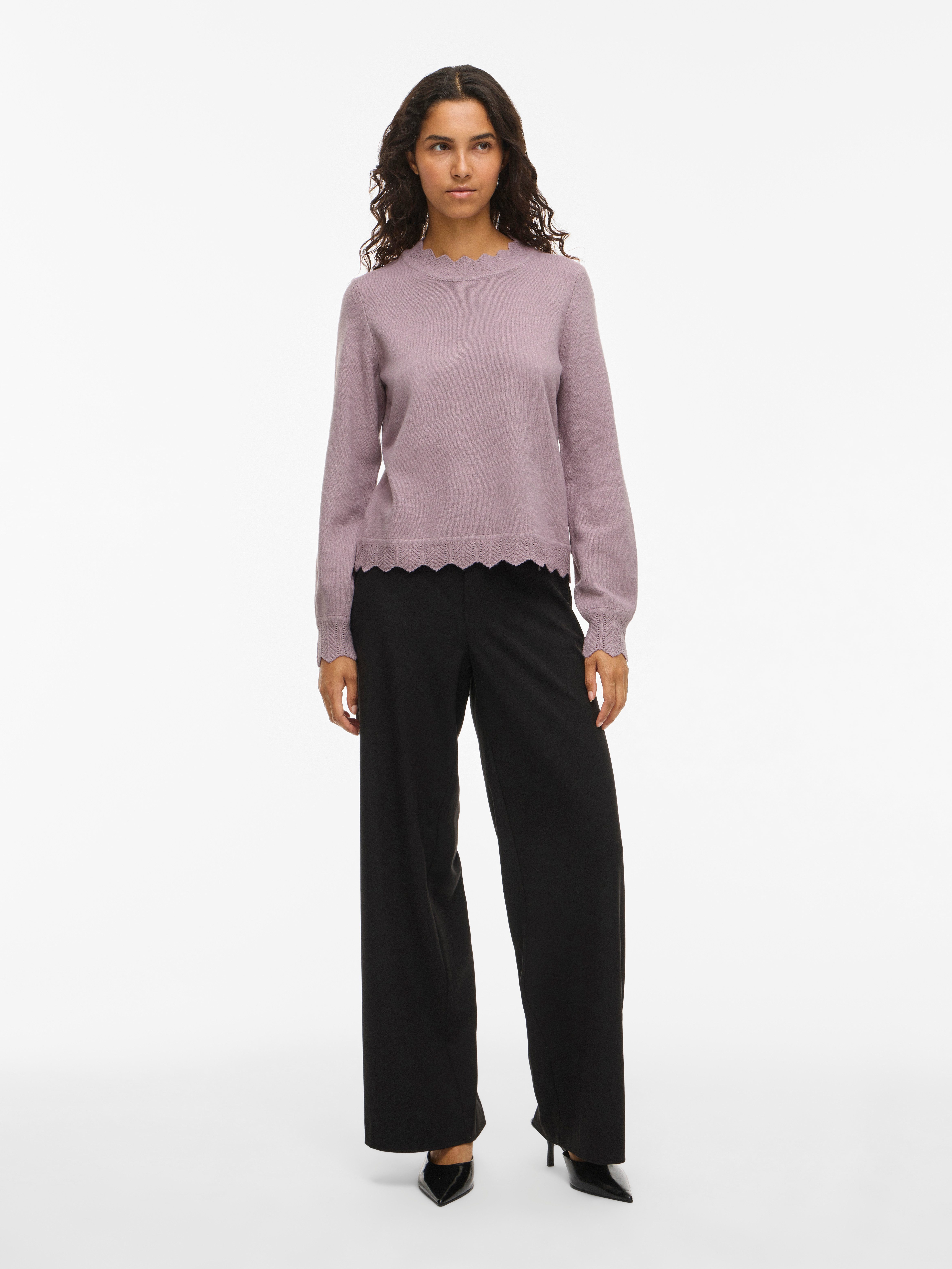 Vila Strickpullover VINIKOLINA O-NECK L/S KNIT TOP - NOOS