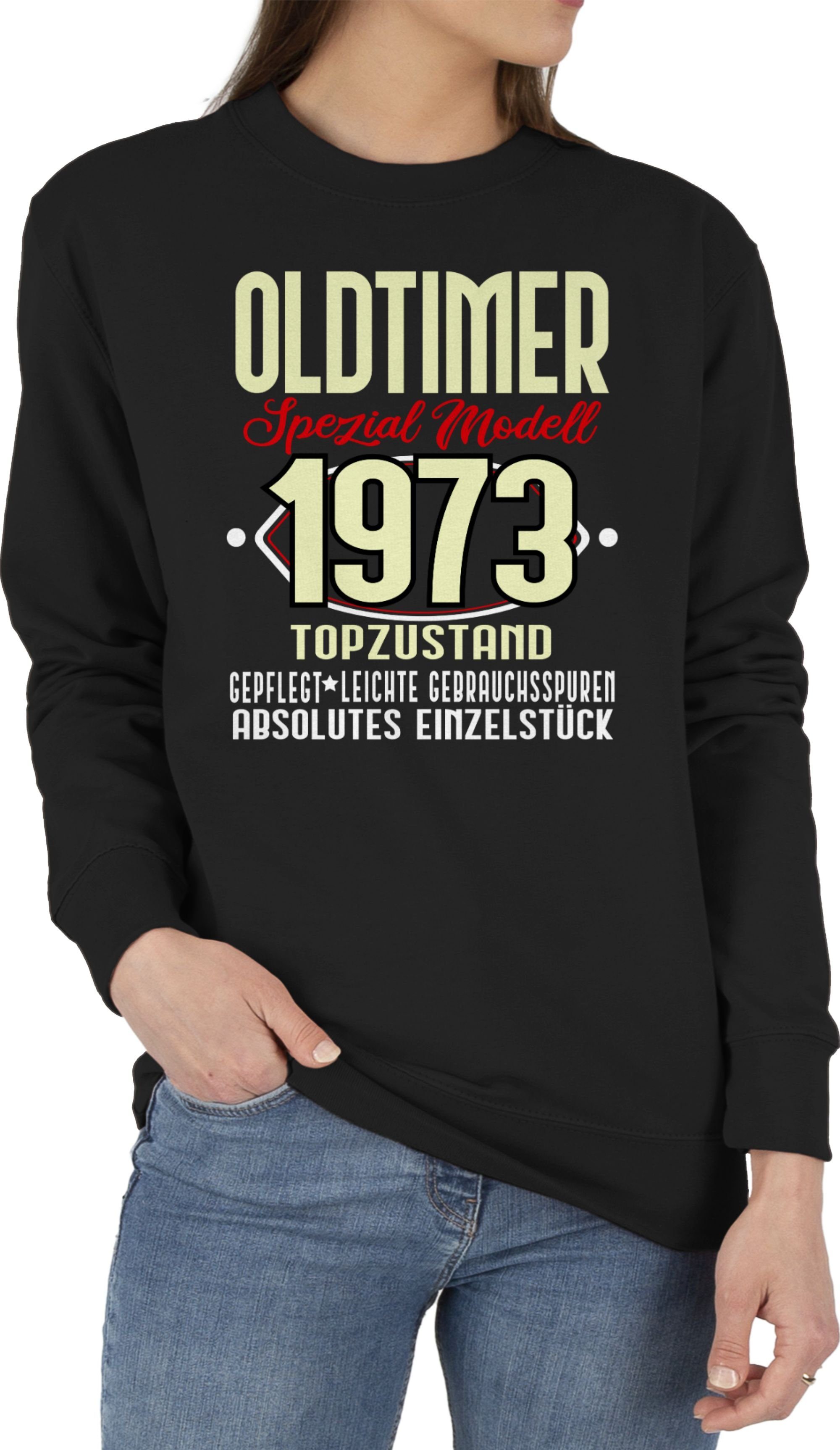 Fünfzigster Sweatshirt Modell 50. Schwarz 1973 Shirtracer Spezial Oldtimer 1 Geburtstag (1-tlg)