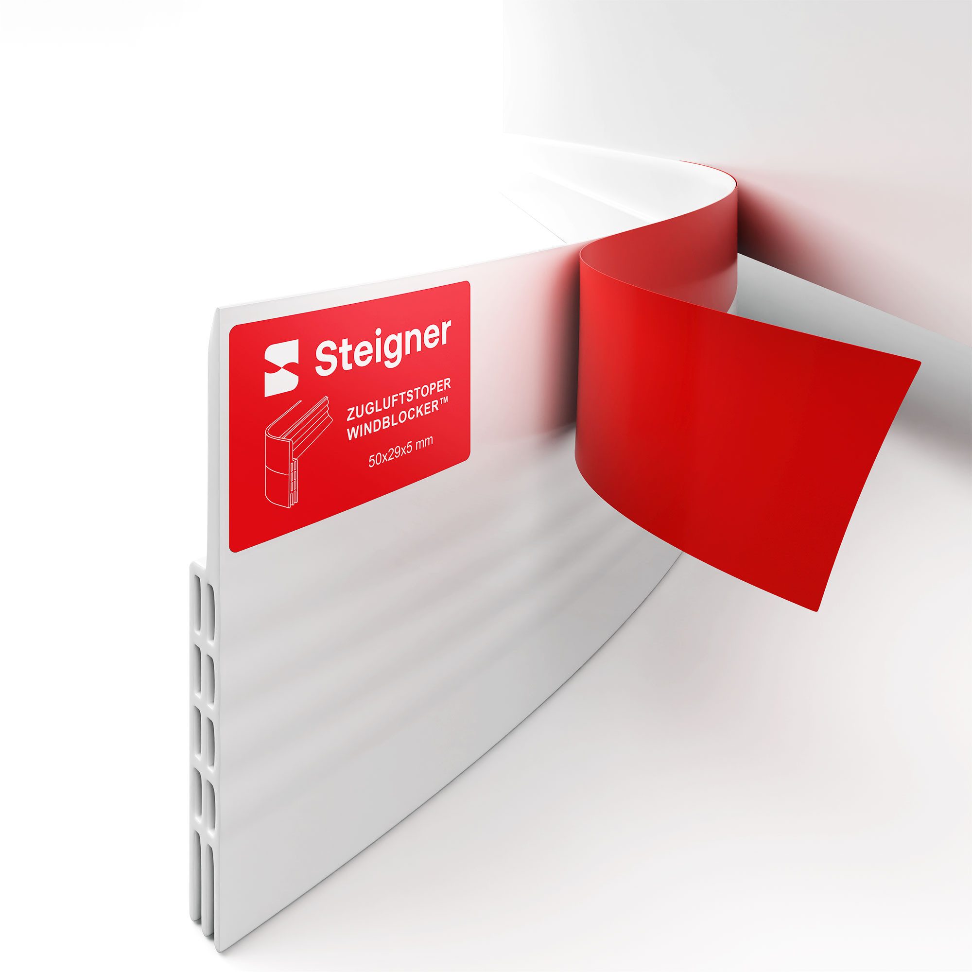 STEIGNER Türdichtband STEIGNER Türdichtung selbstklebend, Zugluftschutz, TPE, Weiß, 1 m, (1m Rolle), Dichtung für Türen und Fenster, Zugluftstopper, Windschutz Kälteschutz