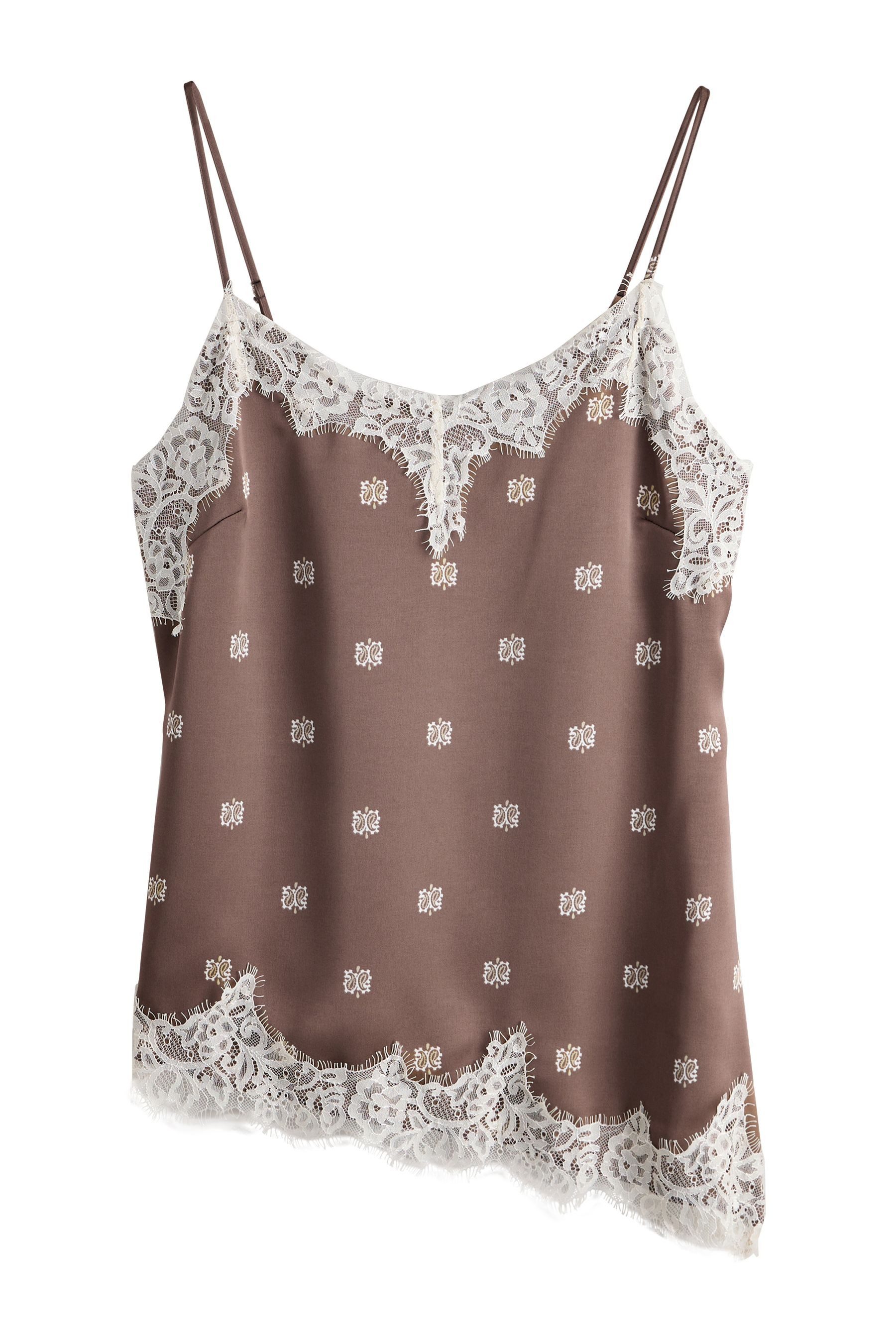 Next Trägertop Cami-Trägertop mit Spitze und asymmetrischem Saum (1-tlg)