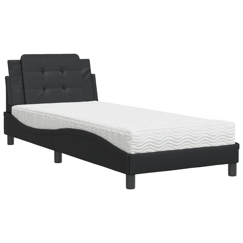Bett Bettgestell ohne Matratze "Zadar" Schwarz 80x200 cm Kunstleder