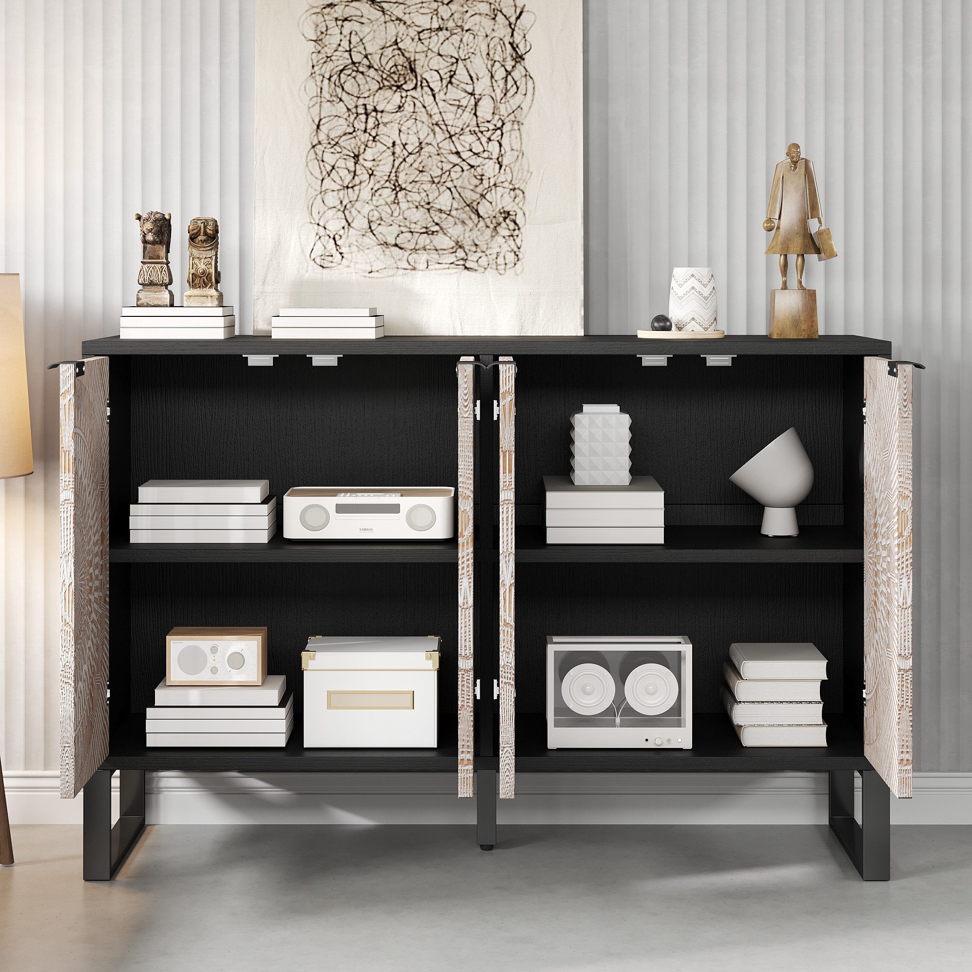 HAUSS SPLOE Sideboard Sideboard Kommode Mit 2 Türen, Verstellbaren