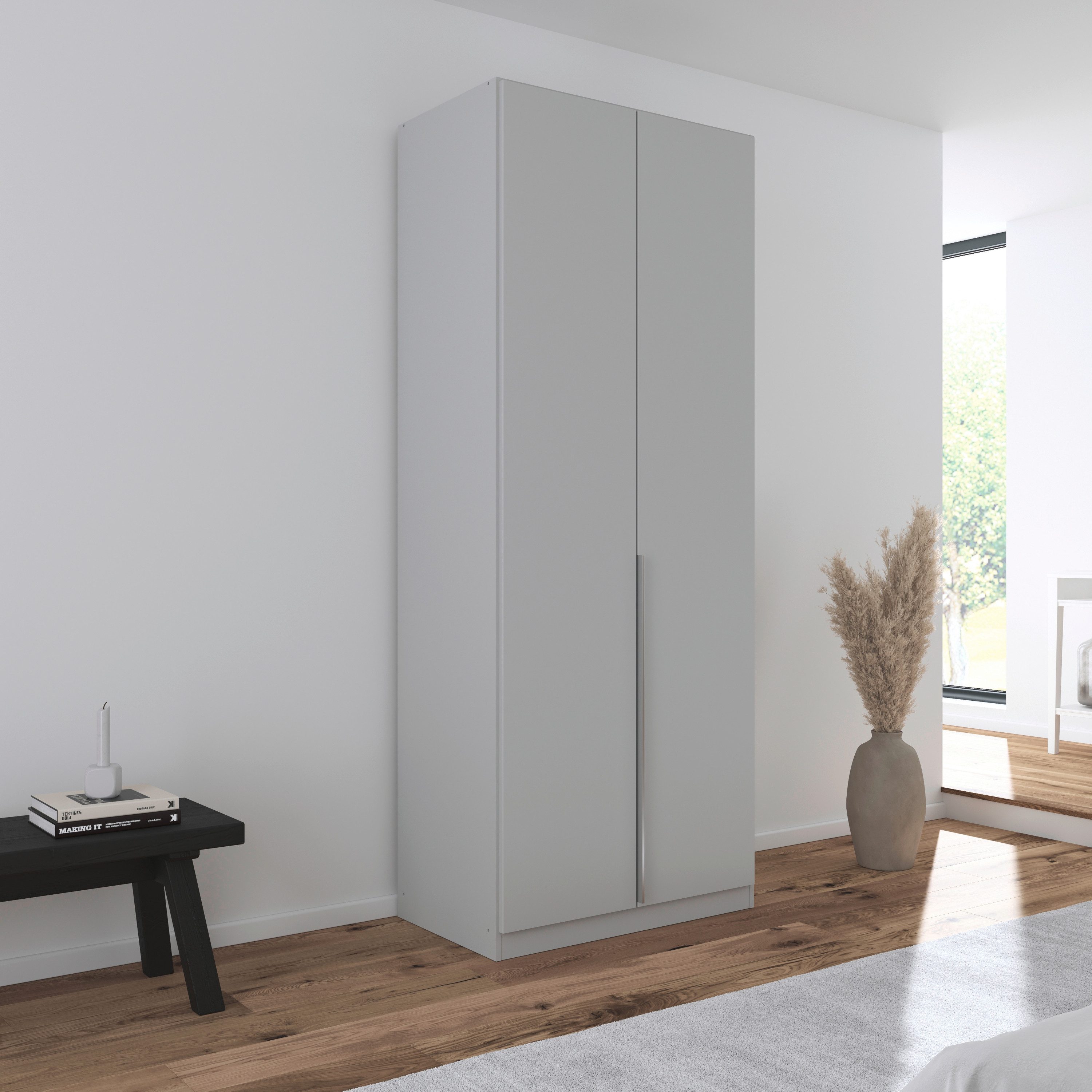 OTTO home Drehtürenschrank Kleiderschrank Schrank Garderobe AGORDO Schlafzimmer (in zwei Griff-Farben, Breiten 91-405 cm, Dekor- oder Hochglanzfront) durchdachte Innenausstattung, in 8 Breiten und 2 Höhen MADE IN GERMANY