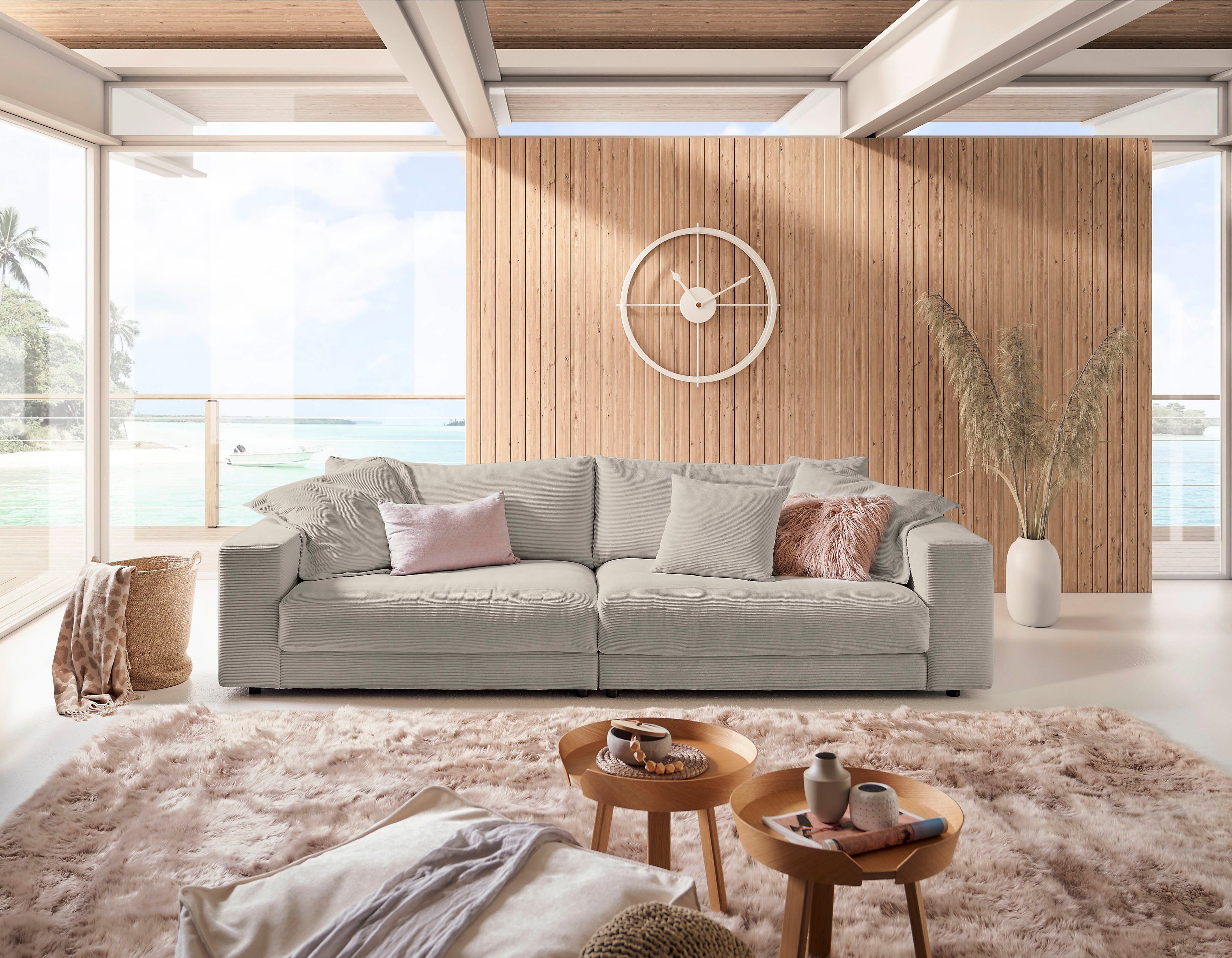 Fein- in stylisches Big-Sofa Enisa, Zeitloses Loungemöbel, Breitcord und und 3C Candy