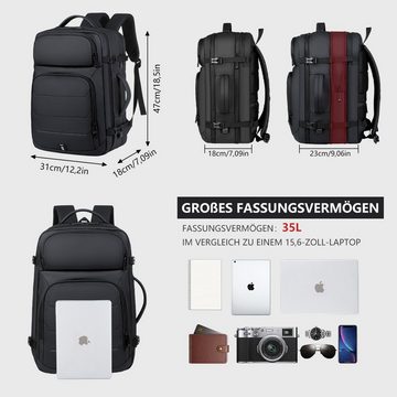 MULISOFT Laptoprucksack Rucksack Handgepäck Groß Erweiterbarer für Laptop 15,6 17 Zoll, Reiserucksack Laptop-Rucksack Herren mit USB-Ladebuchse