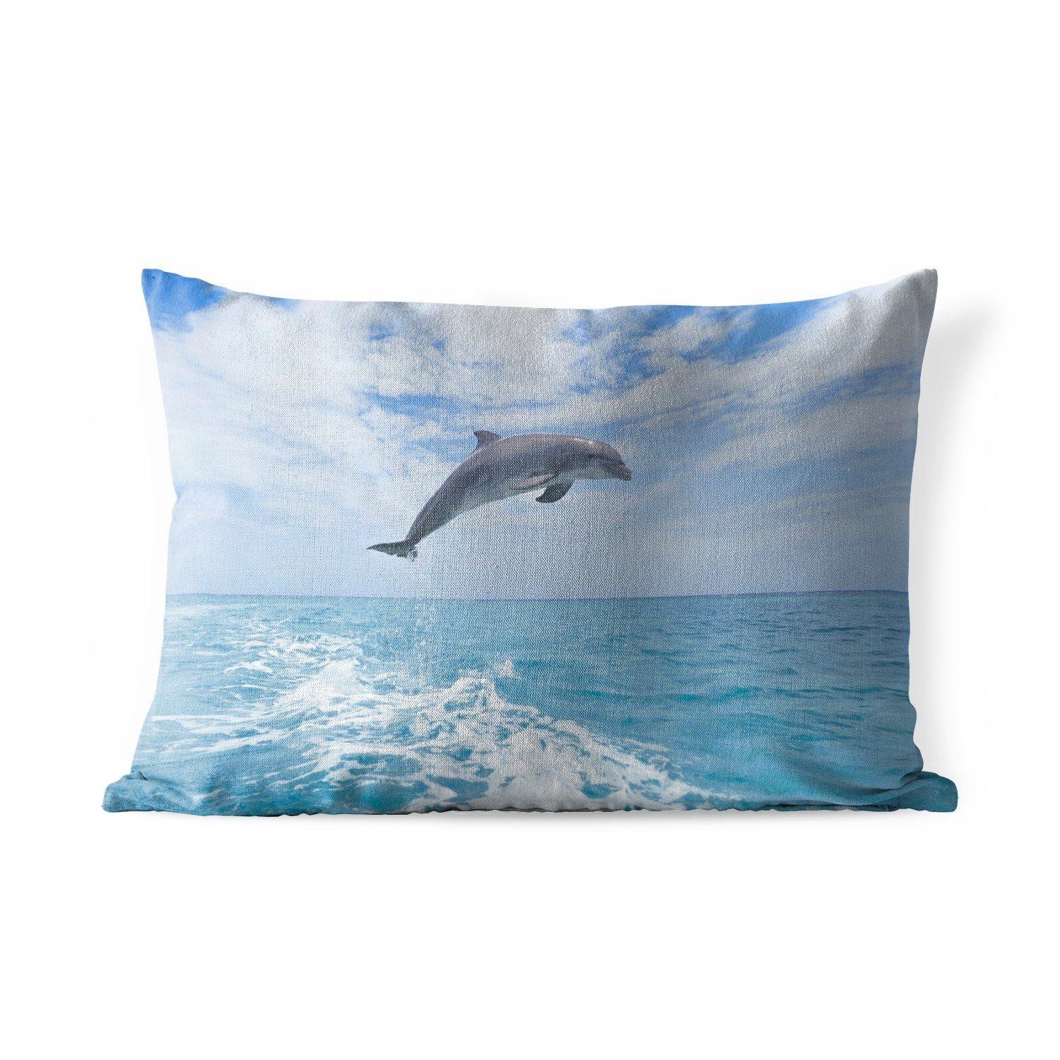 MuchoWow Dekokissen Delfin - Meer - Himmel, Outdoor-Dekorationskissen, Polyester, Dekokissenbezug, Kissenhülle