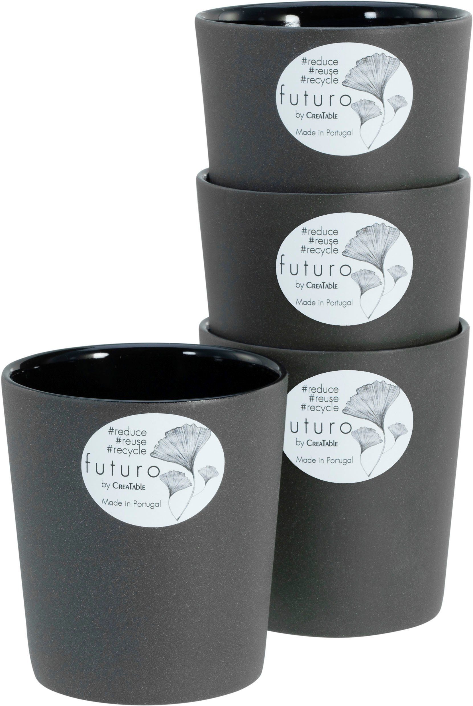 CreaTable Becher Futuro, 4-tlg., Steinzeug, Kaffeebecher, 4-teilig, 500 ml