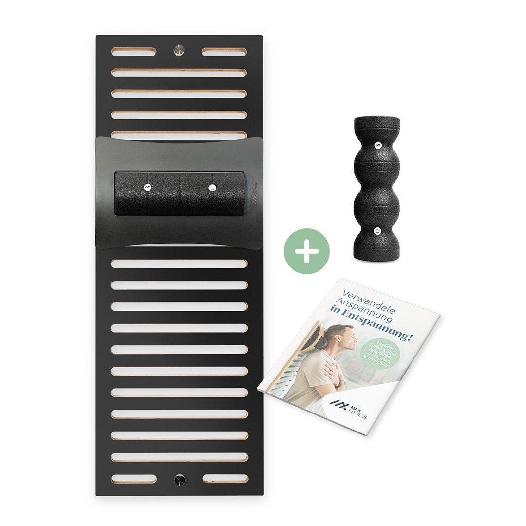 Max Fitness Faszienrolle Faszienrollen Trainer - Anwendung im Stehen, 1er Set, LeanBoard PickUp 2 Rollen Montageset Ratgeber, Halterung gegen Verrutschen, verstellbares LeanBoard mit Rollen
