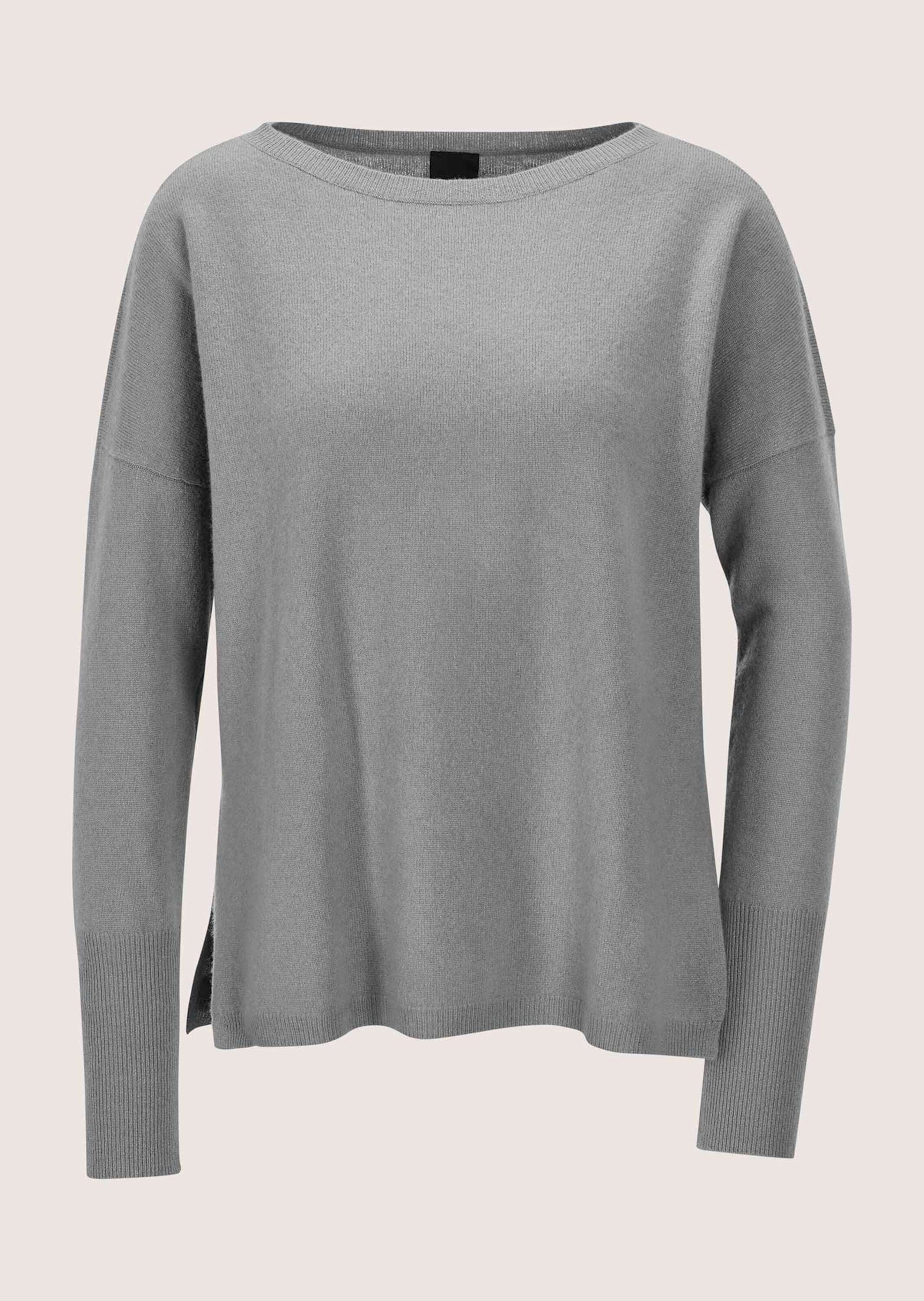 MADELEINE Strickpullover Schlichter Strickpullover mit U-Boot-Ausschnitt Langarmshirt mit lässigem Schnitt, überschnittene Schultern