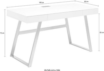 MCA furniture Schreibtisch Aspen, weiß matt,Schubladen mit push to open, Breite 140 cm