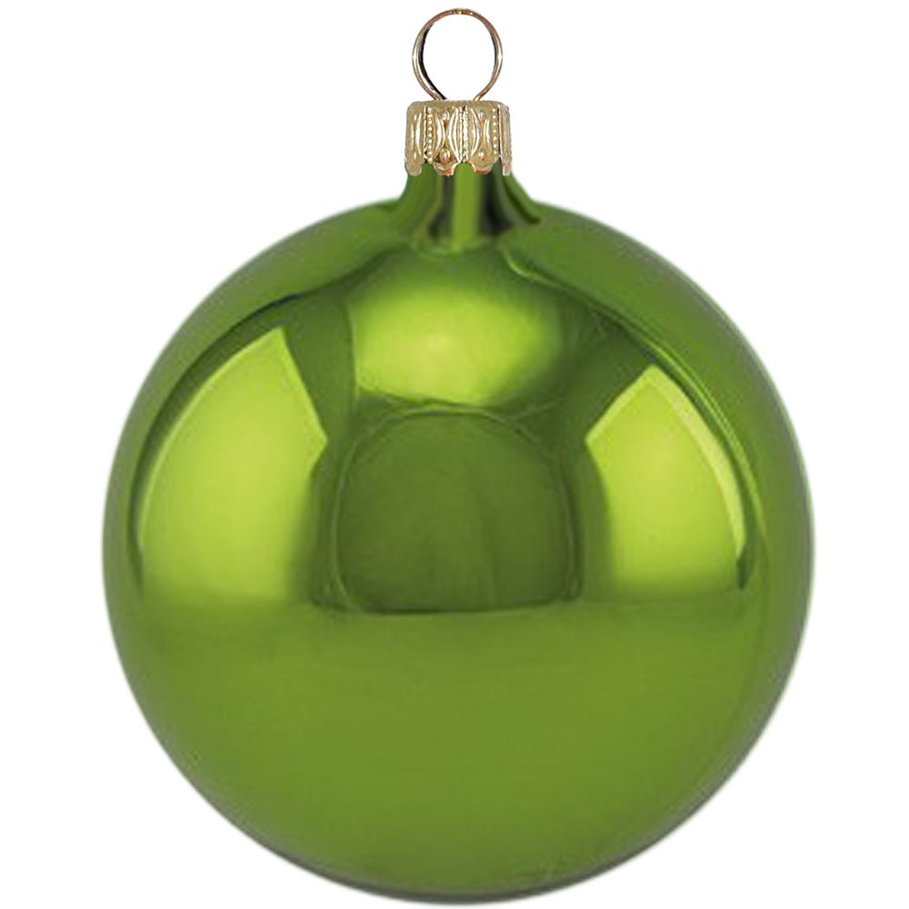 Thüringer Glasdesign Weihnachtsbaumkugel Christbaumkugel Set Apfelgrün glänzend (12 St), mundgeblasen