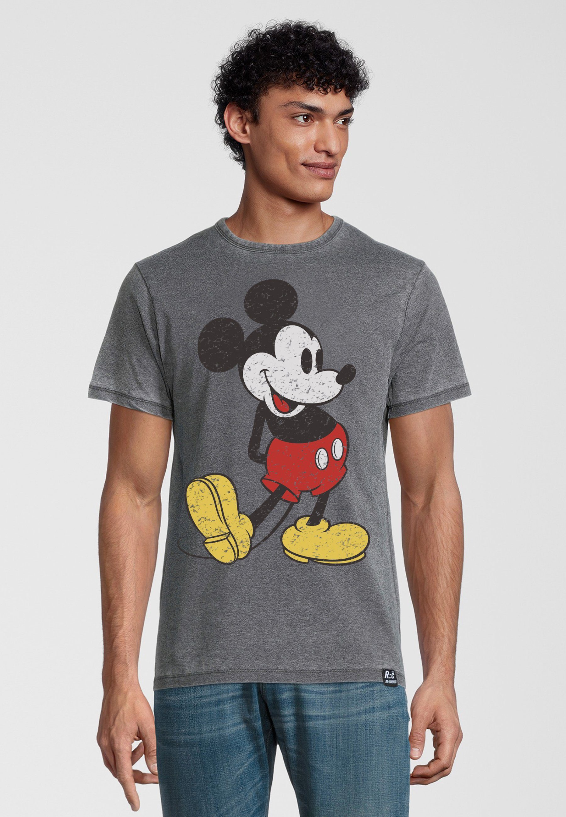 Recovered T-Shirt Disney Mickey Mouse Classic Pose GOTS zertifizierte Bio-Baumwolle Grau | T-Shirts