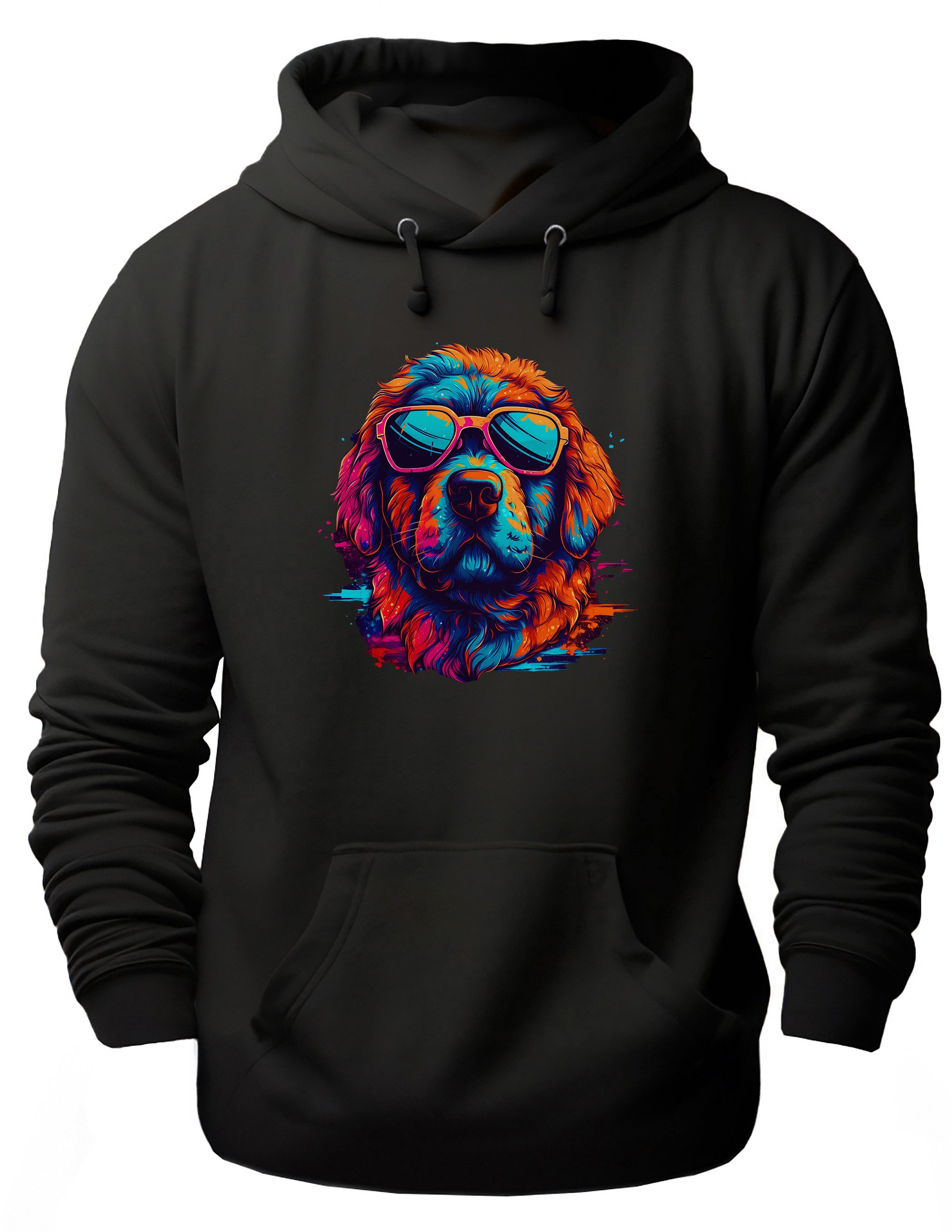 MyDesign24 Hoodie Urbaner Streetart Kapuzen Pullover - Neon Hund Kapuzensweater - moderner Hoodie i654