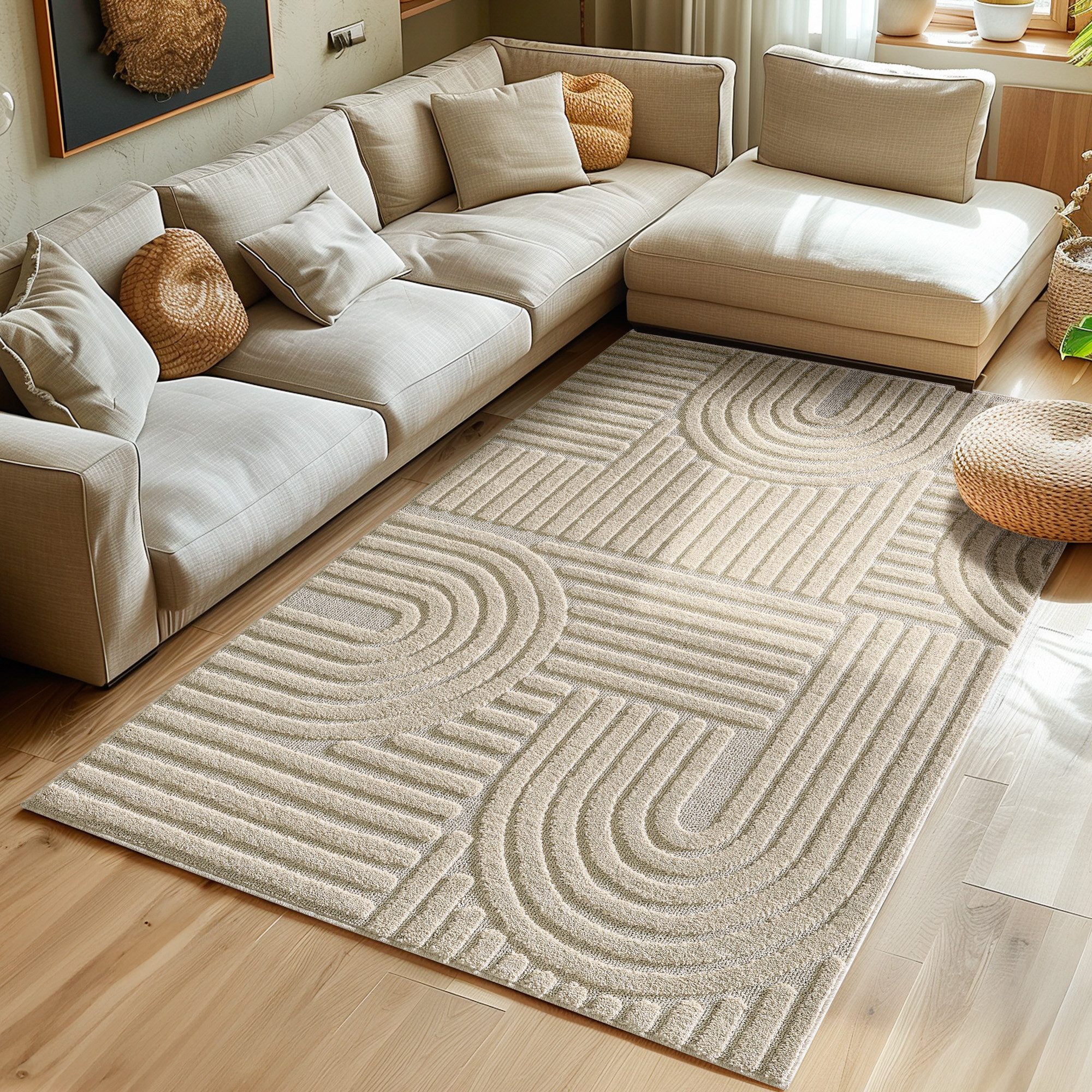 SIMPEX24 Designteppich Skandinavischer Boho, Rechteckig, Höhe: 8 mm, Teppich Wohnzimmer, Schlafzimmer, Gästezimmer