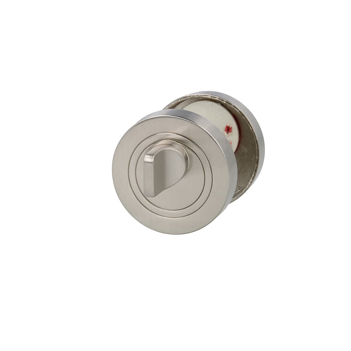 MS Beschläge Türbeschlag WC Bad Türrosetten-Paar Ø 52 mm Edelstahl-Optik, Rosette mit WC-Drehknopf & Besetztanzeige