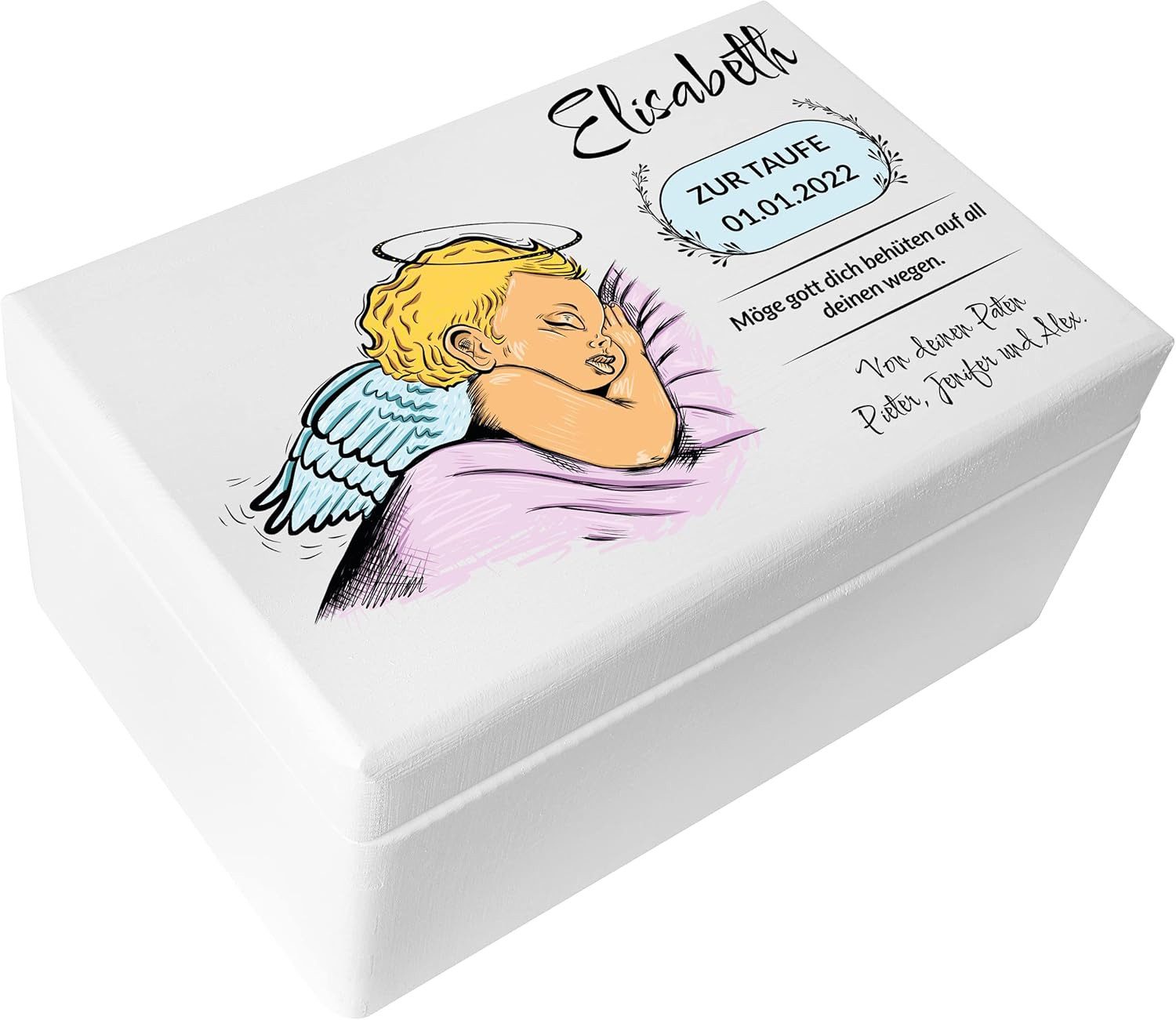 Creative Deco Holzkiste Taufe Geschenk, Weiß, 30 x 20 x 14 cm