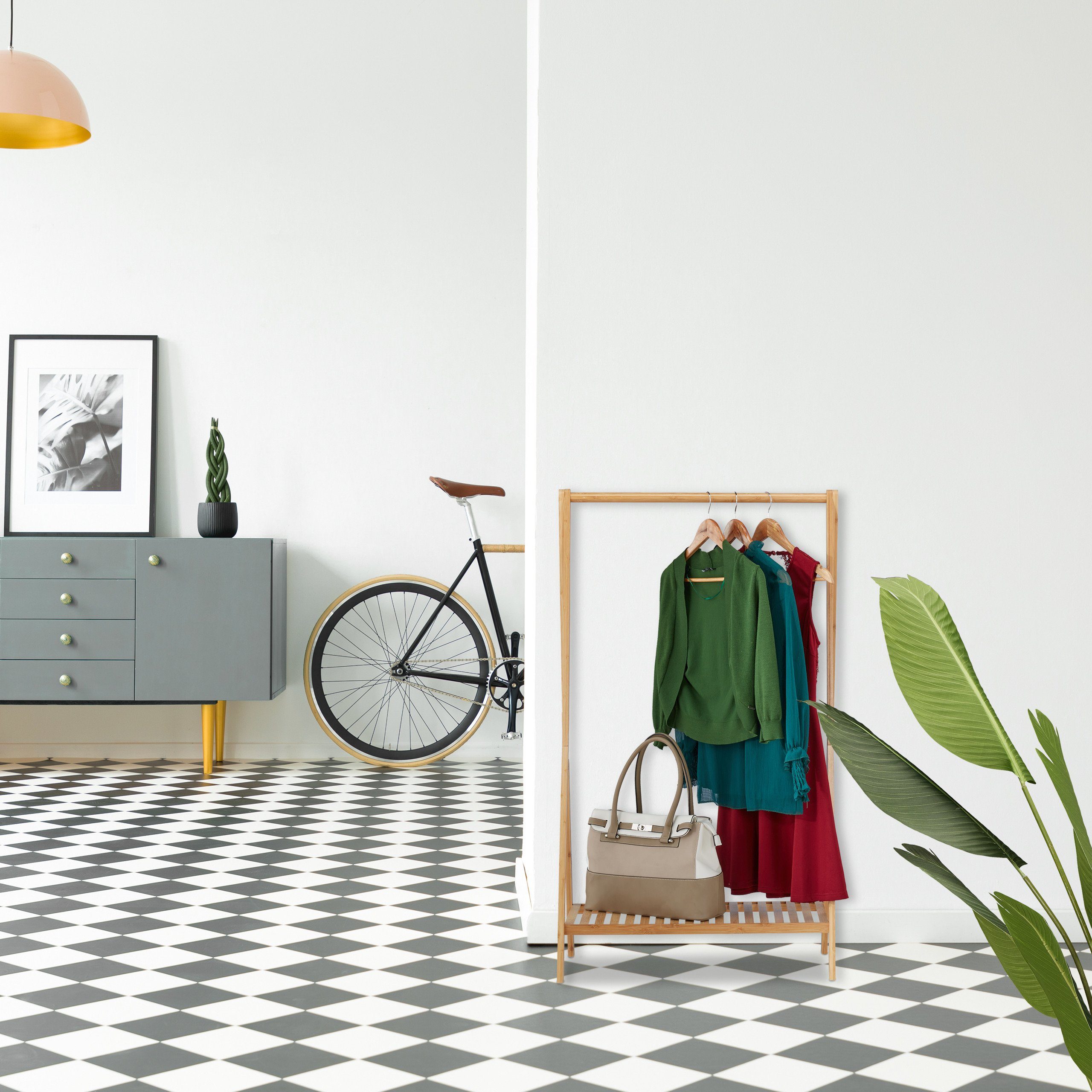 relaxdays Kleiderstange Kleiderständer Bambus 67 cm günstig online kaufen