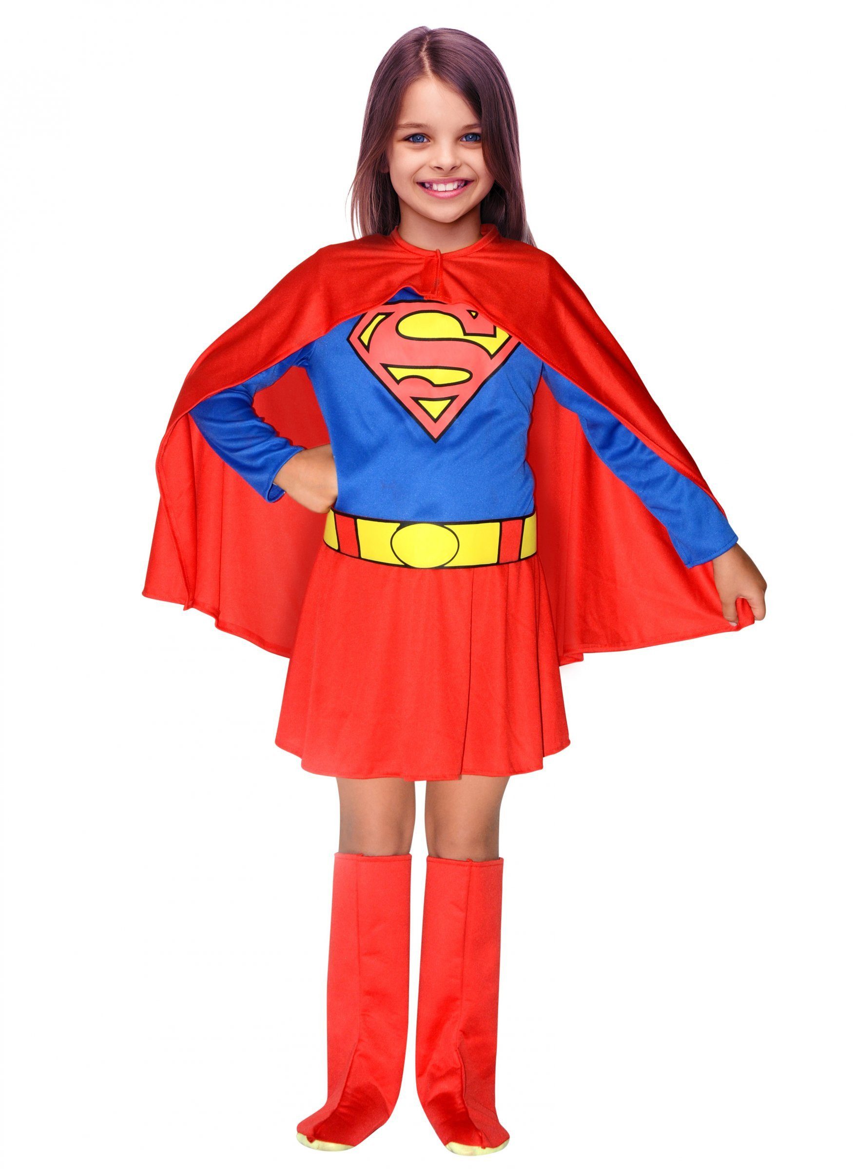 Kostüm Offizielles Supergirl-Kostüm für Mädchen rot-blau-gelb