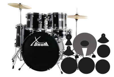XDrum Schlagzeug Semi 20" Studio,Komplettes Drumset, inkl. Hocker, Drumsticks & Dämpfer, Kesselgrößen: 20" BD, 10" TT, 12" TT, 14" FT, 14" SD
