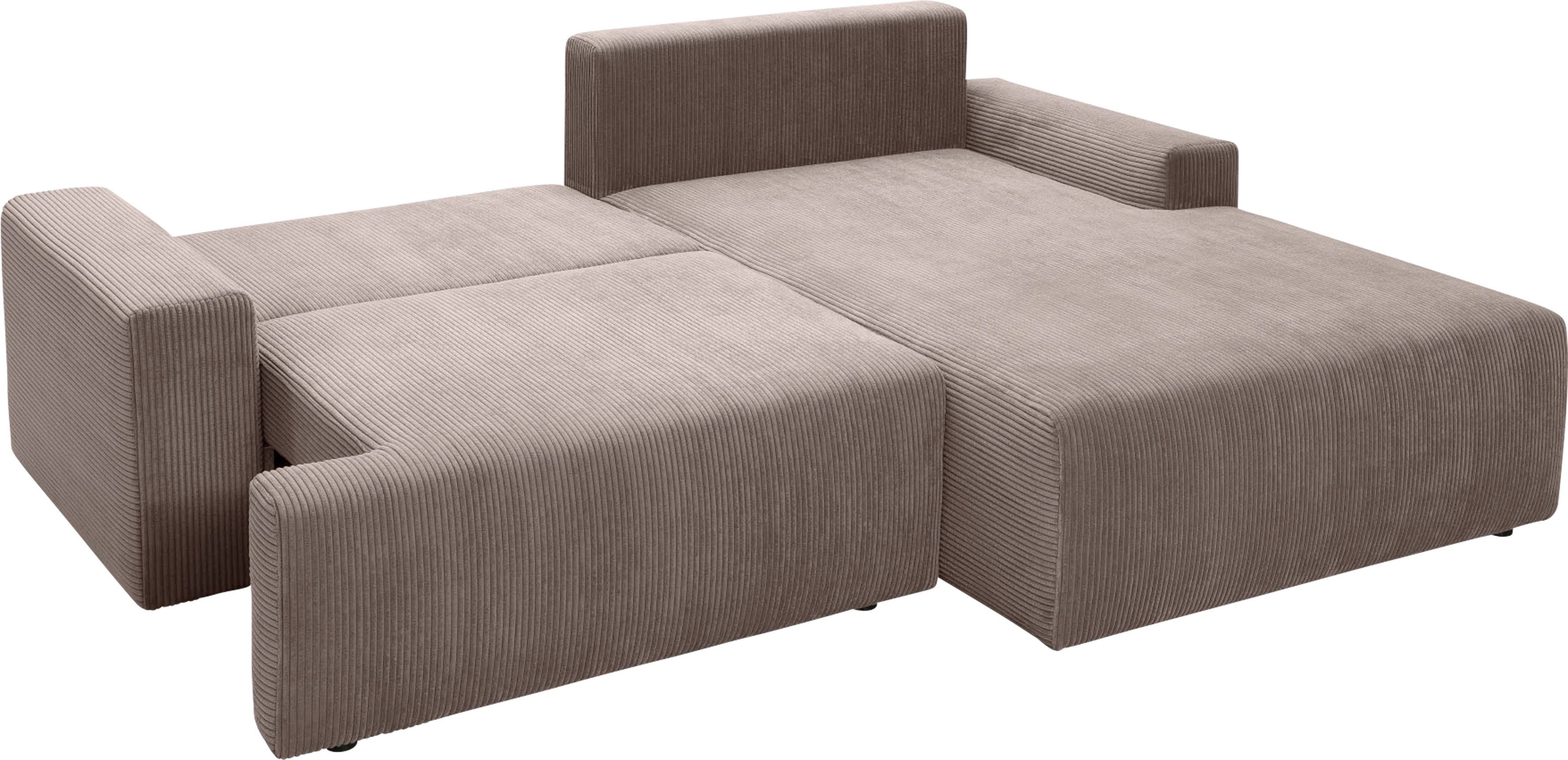 exxpo - sofa fashion Orinoko, inklusive und cappuccino Ecksofa verschiedenen Bettkasten Cord-Farben Bettfunktion in