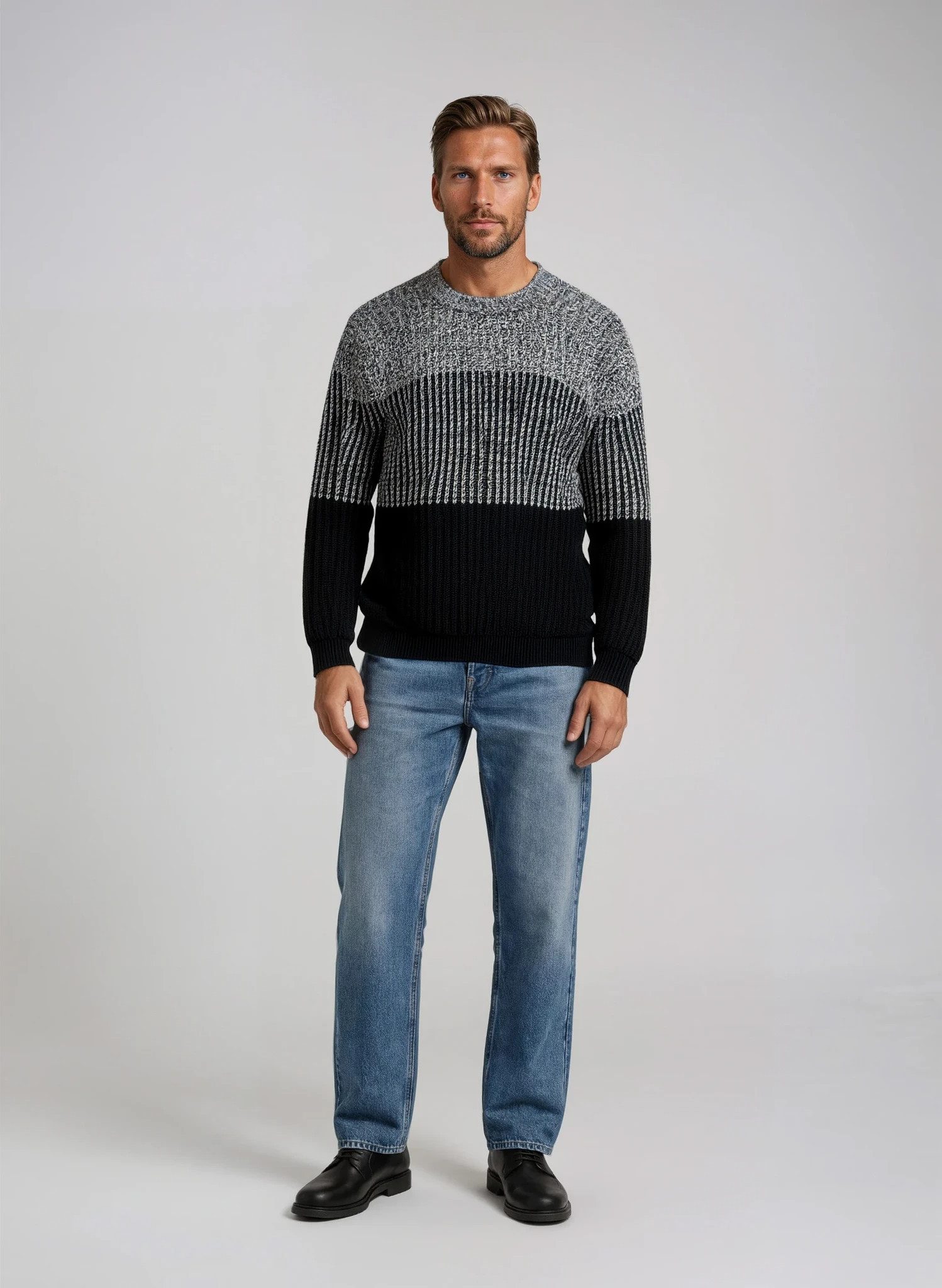 Ariun Kaschmirpullover Gobi Luxuriöser Herrenpullover mit Colorblock-Design