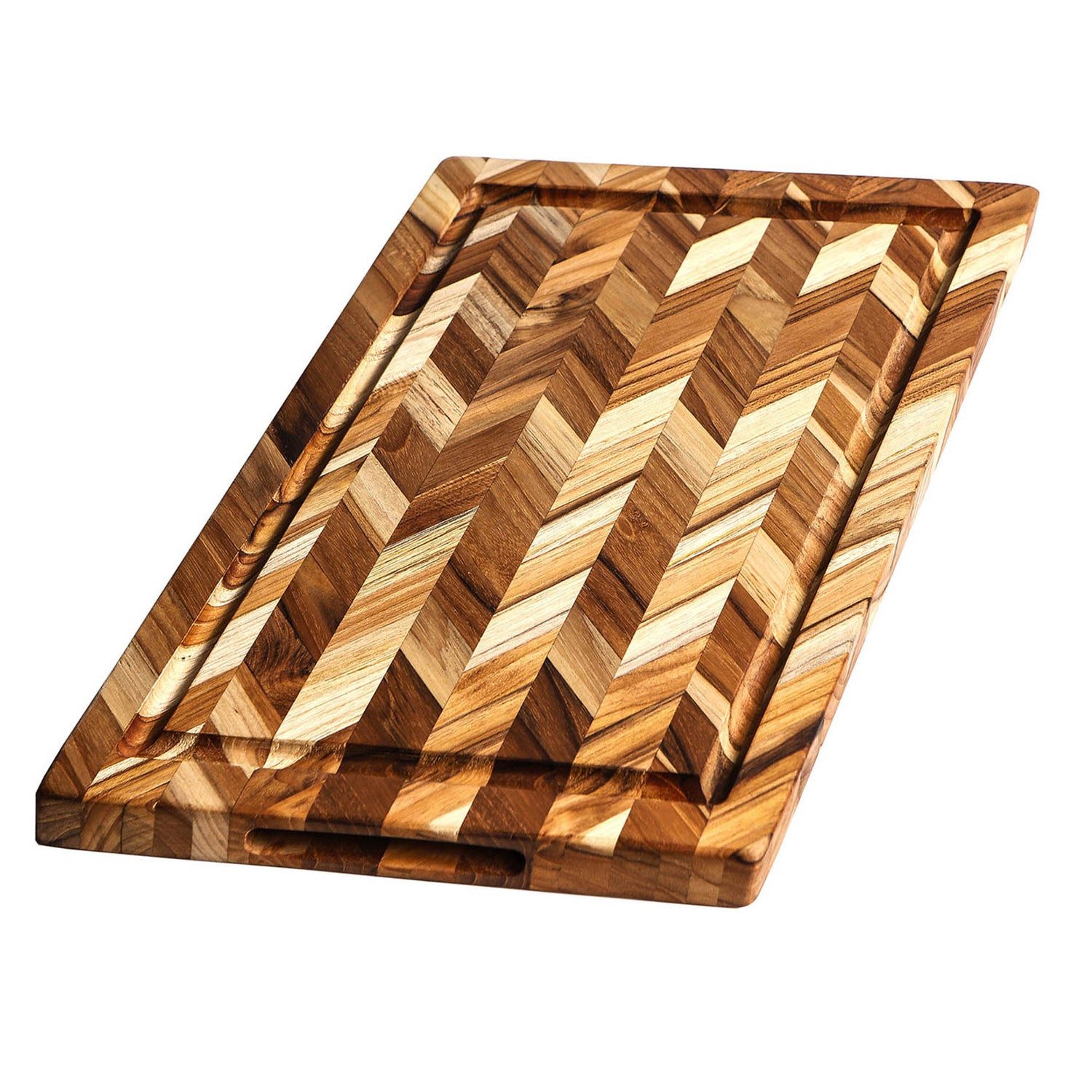 Teakhaus Schneidebrett HERRINGBONE, braun, Teakholz, (L)