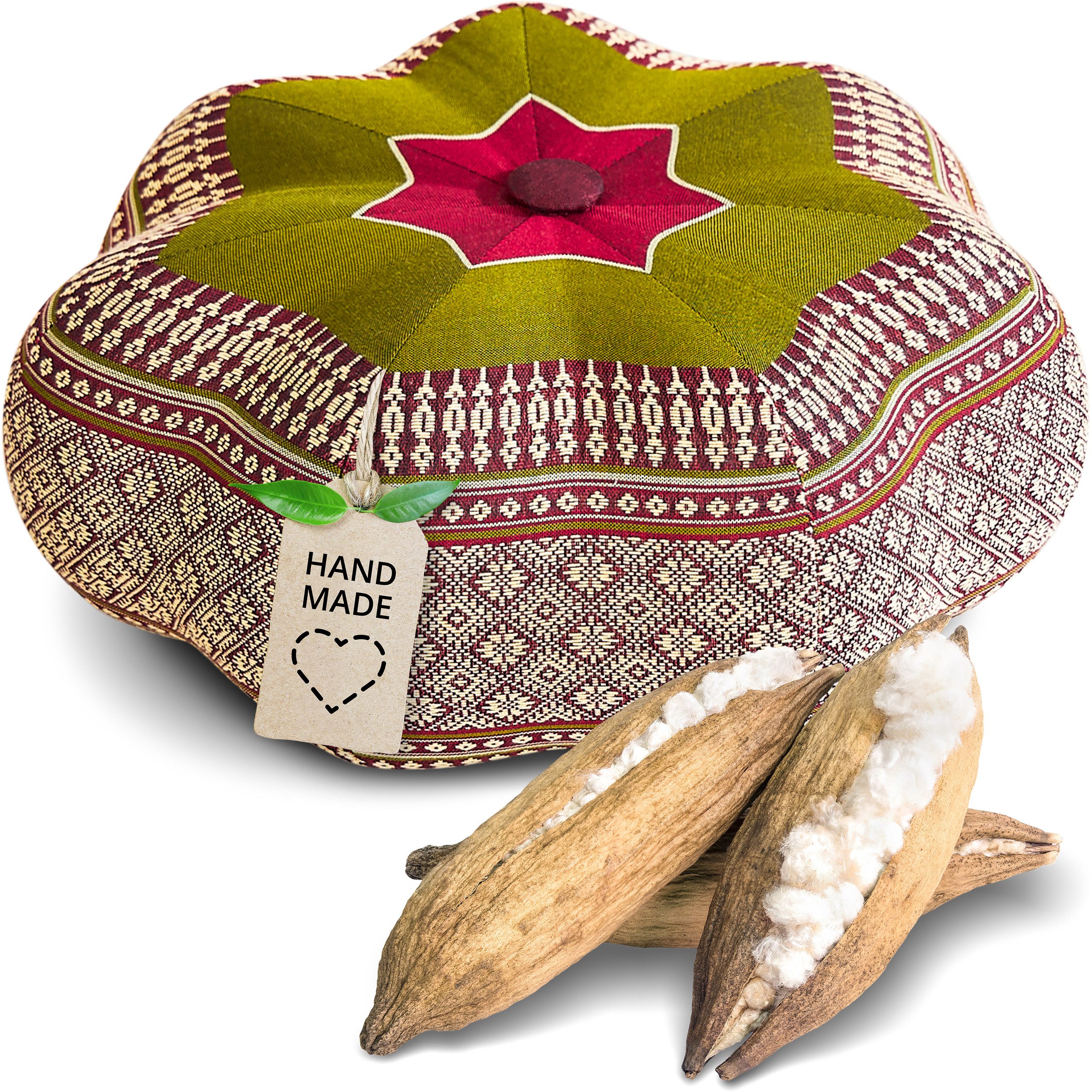 livasia Meditationskissen Zafukissen Stern klein, vegan und handgefertigt, 30x15cm, Kapok