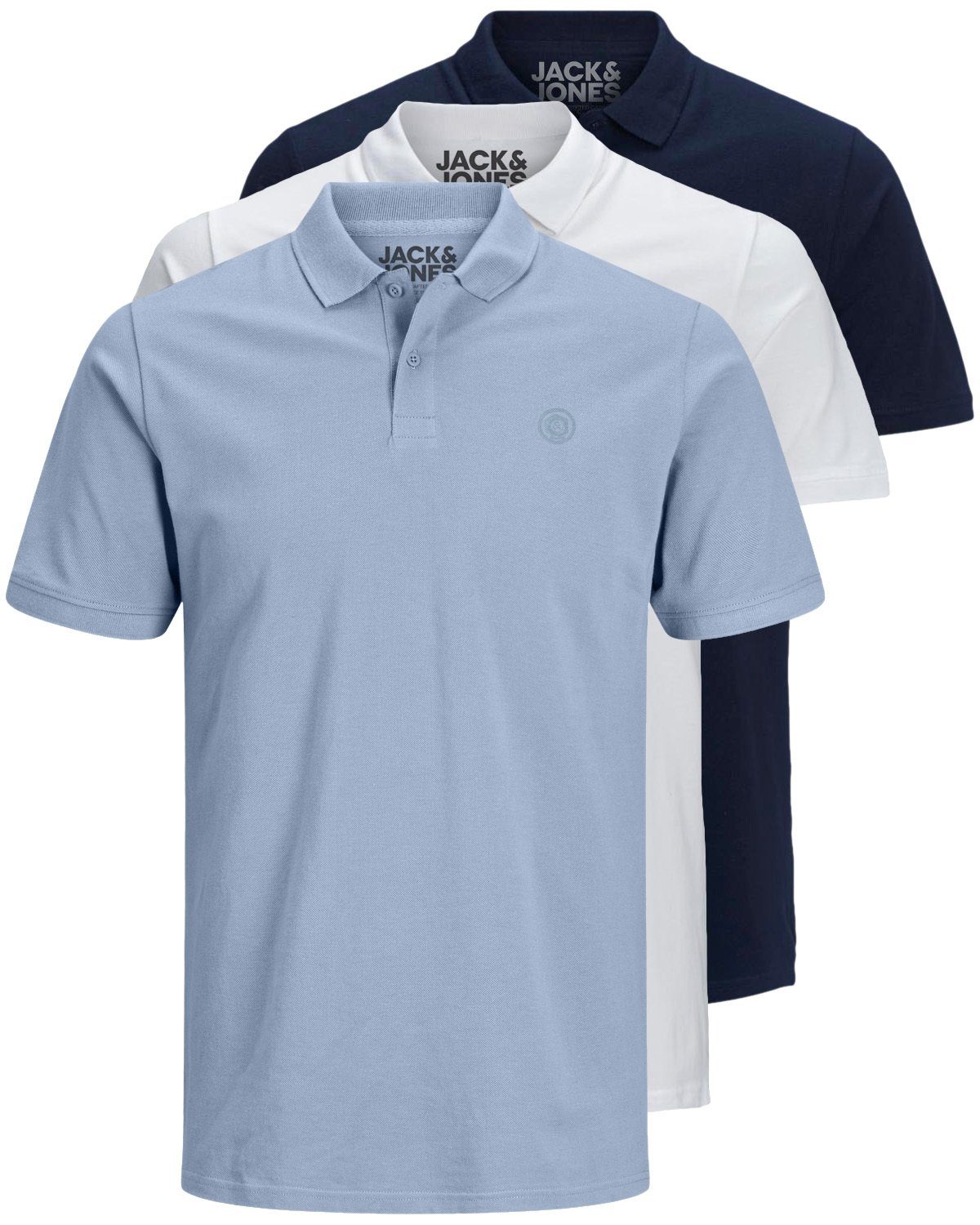 Jack & Jones Poloshirt Basic (3-tlg., 3er Pack) slimfit / figurbetont geschnitten Mix12 (WH/IN/NA)