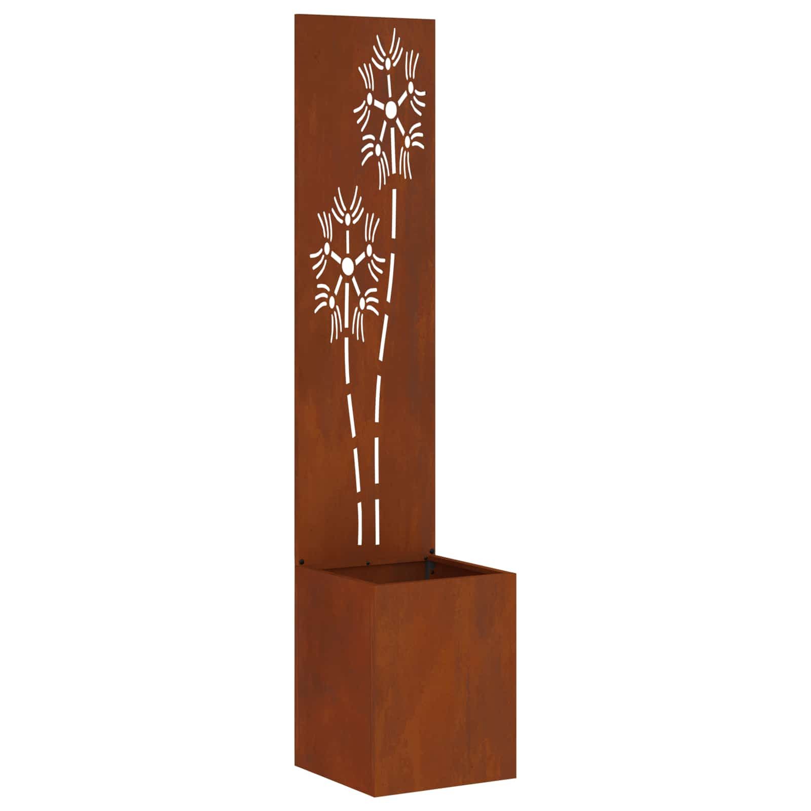 vidaXL Wandbild Garten Sichtschutz-Leinwand Floral Rostig 32 x 32 x 150 cm, (1 St)