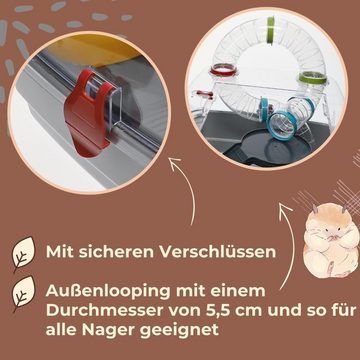 GarPet Kleintierkäfig Hamsterkäfig geschlossen Nager Mäuse Käfig Röhren Plexi Glas Tunnel