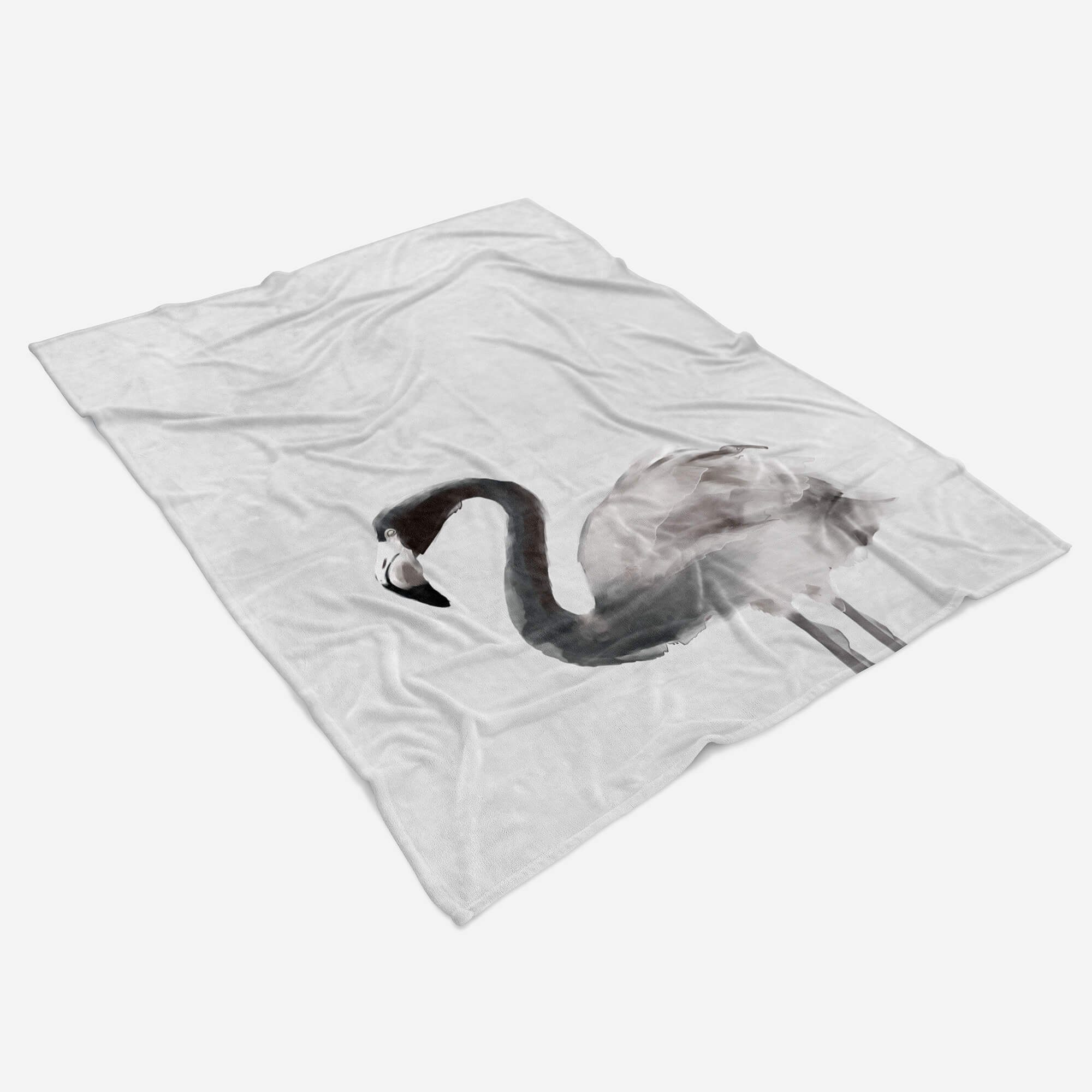 Sinus Art Handtücher Saunatuch Strandhandtuch Baumwolle-Polyester-Mix Handtuch Flamingo Grau Handtuch (1-St), Motiv, Kuscheldecke