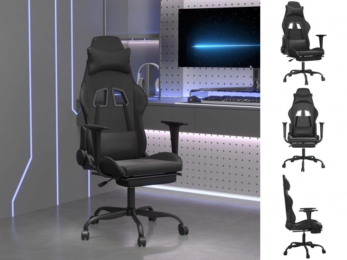 vidaXL Bürostuhl Gaming-Stuhl mit Fußstütze Schwarz Kunstleder