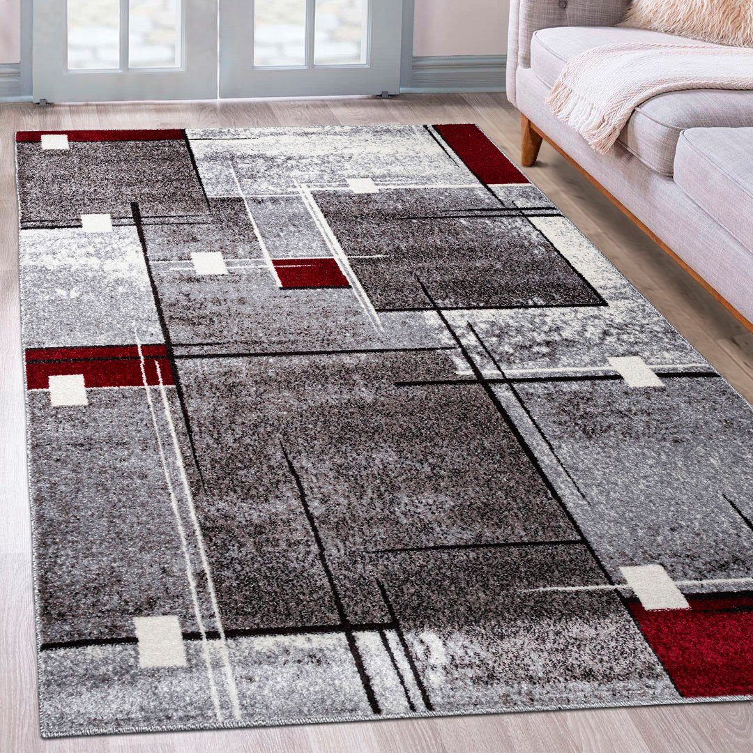 OTTO home Teppich Deblin, rechteckig, Höhe: 9 mm, weicher Flor, Kurzflor, Karo-Design, modern, geometrisches Muster