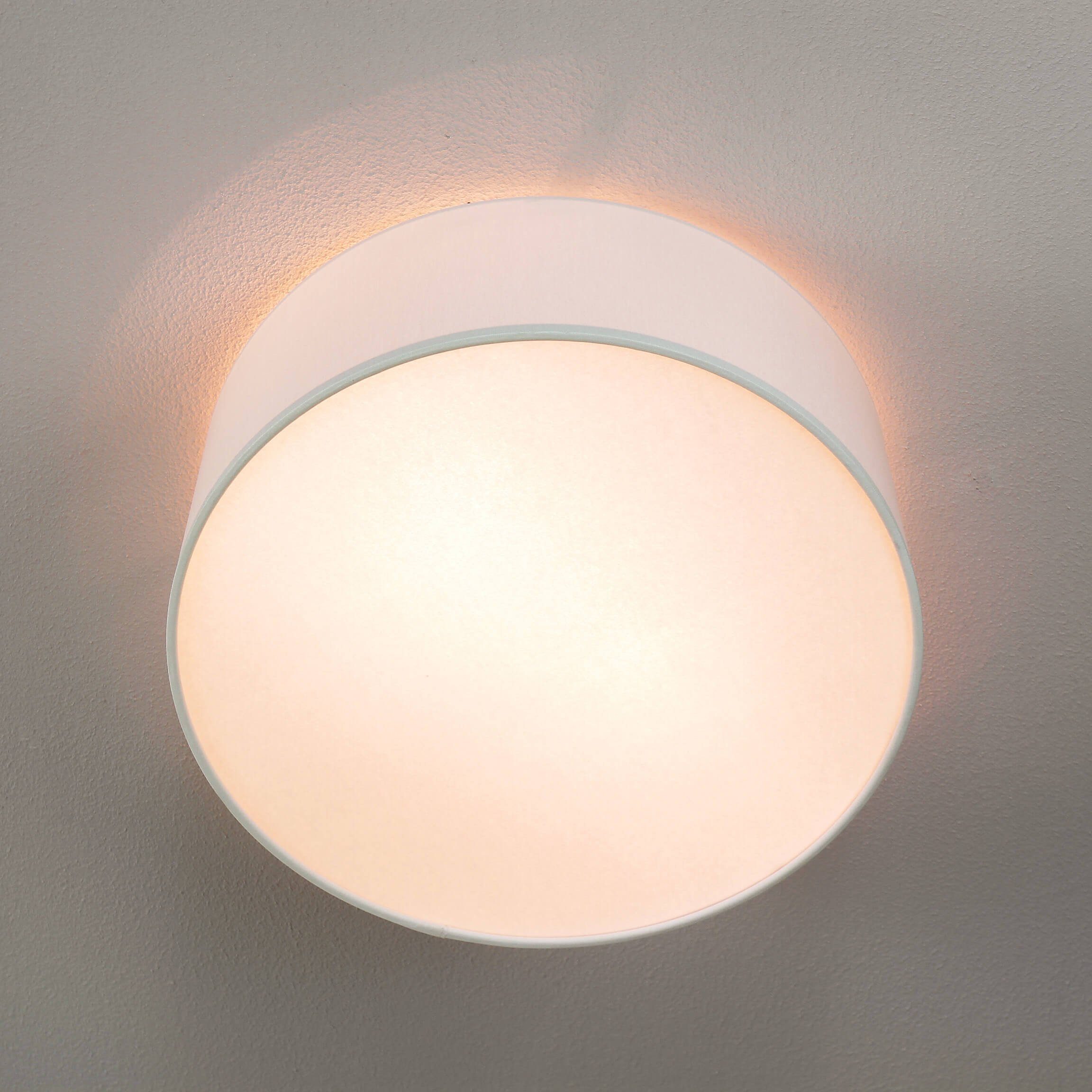 Ø35cm Weiß Modern E27 Deckenleuchte ohne CAMERON, Zylinder rund Licht-Erlebnisse Deckenlampe Schlafzimmer Leuchtmittel,