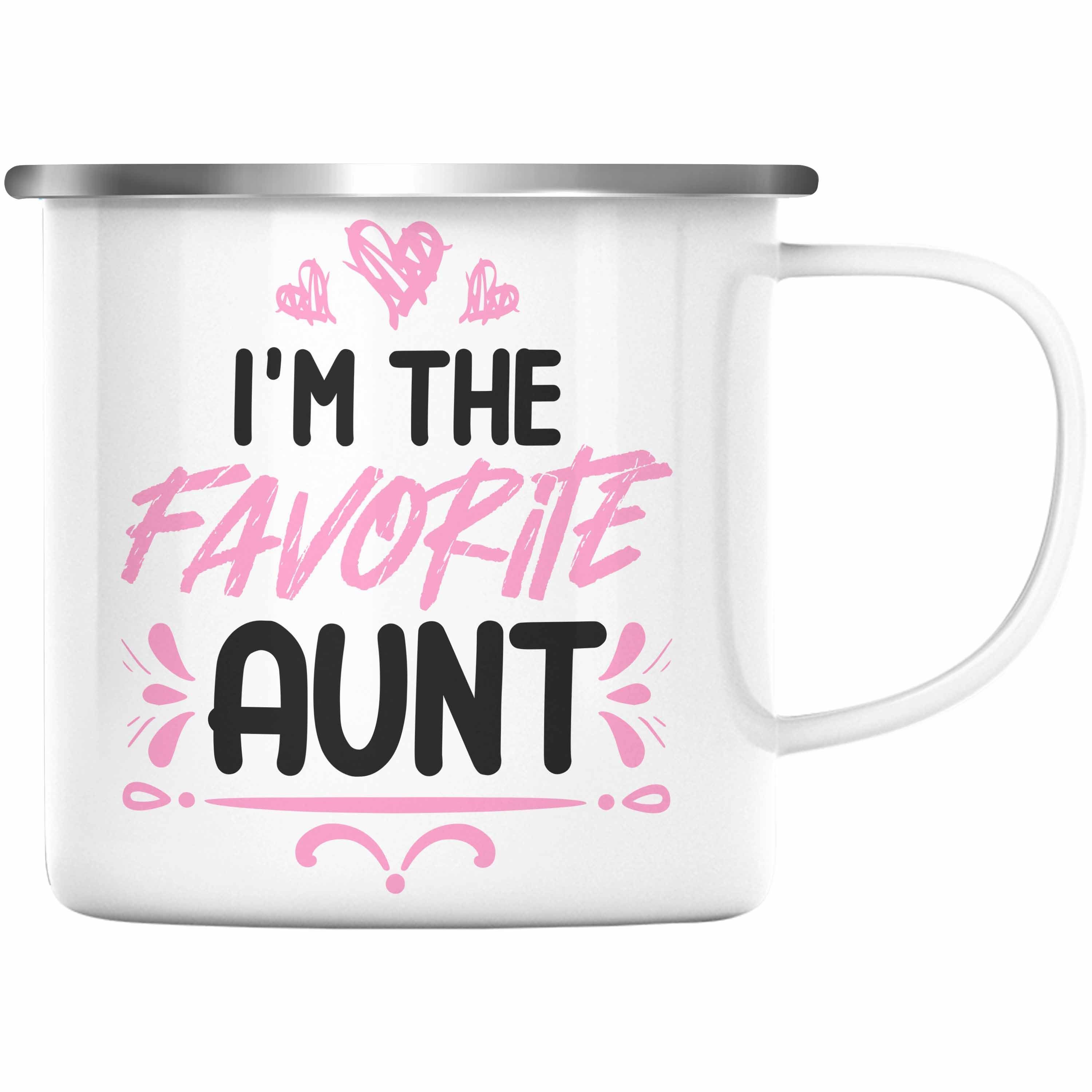 The Tasse der Beste Geschenk I'm Favorite Tante Thermotasse Trendation - Trendation Aunt Welt Emaille Silber