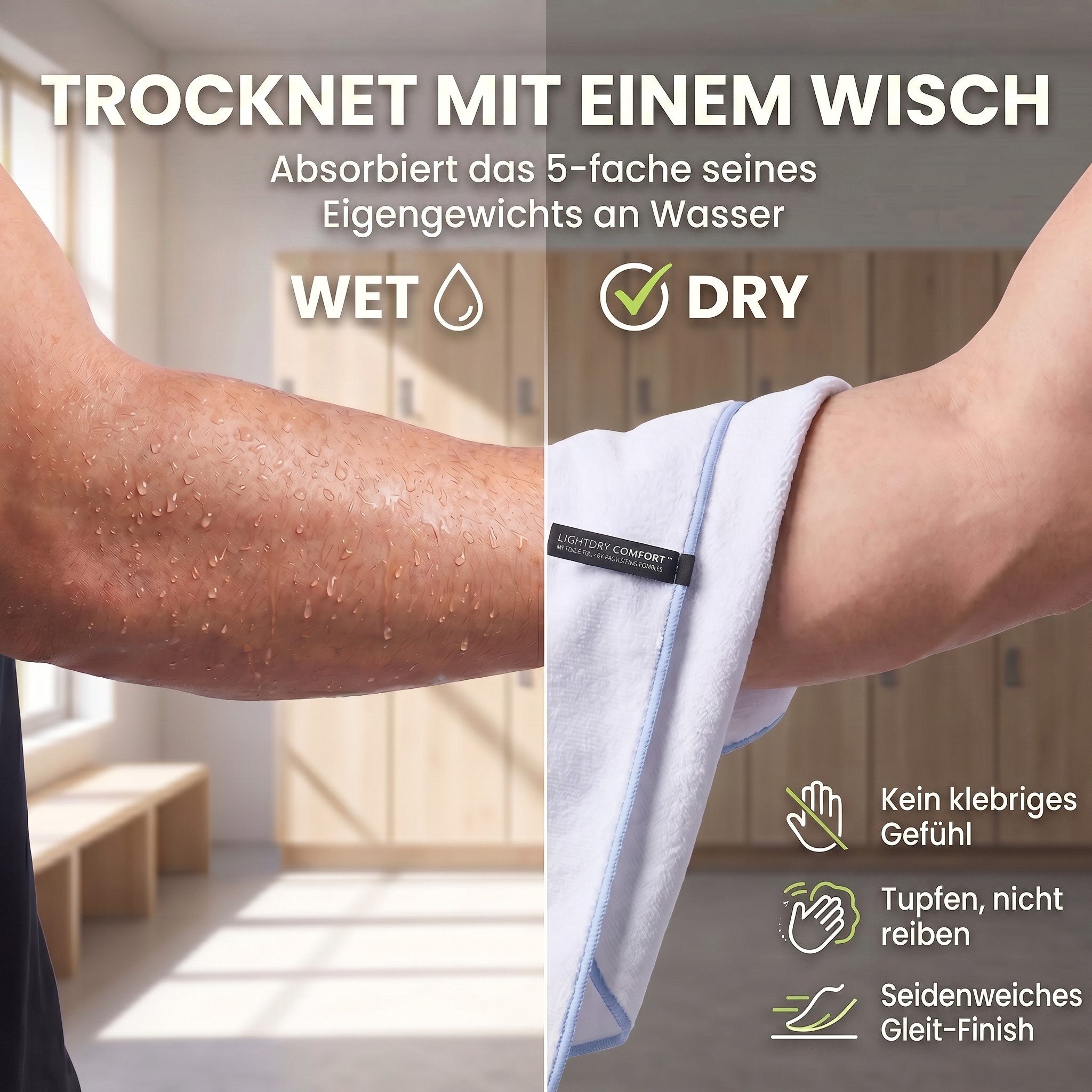 LightDry Reisehandtuch LightDry Reisehandtuch – Leichtes Mikrofaser-Sport und Strandhandtuch, Sport, Strand & Badehandtuch – Bild 4 von 5
