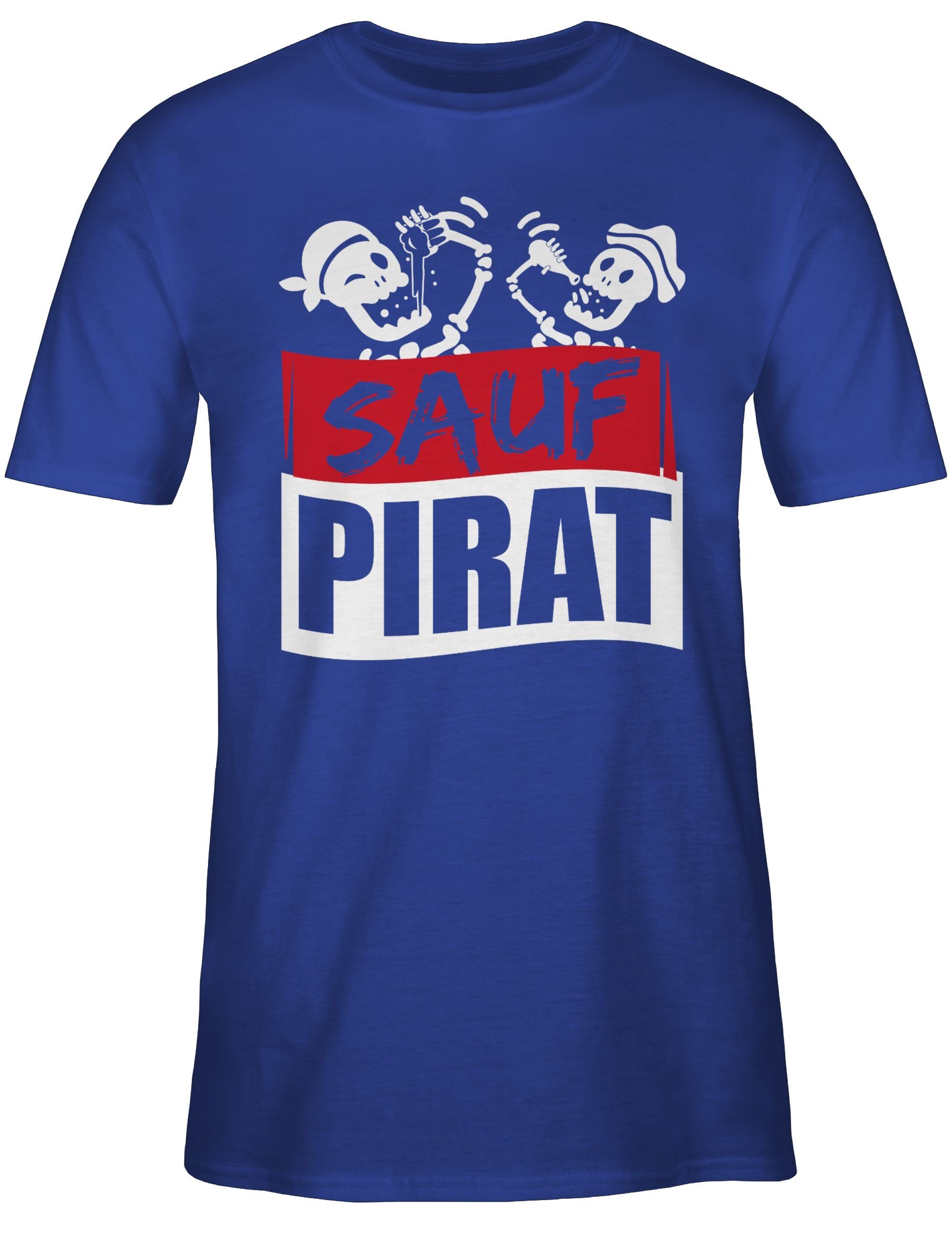 Shirtracer T-Shirt Sauf Pirat - weiß/rot Party & Alkohol Herren