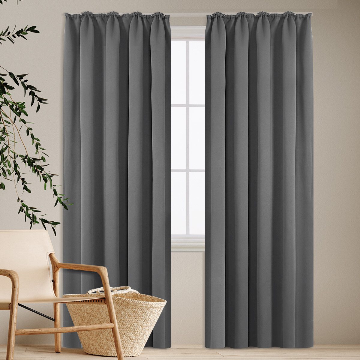 Deconovo Verdunkelungsvorhang Gardinen mit Kräuselband Blickdicht Vorhänge günstig online kaufen