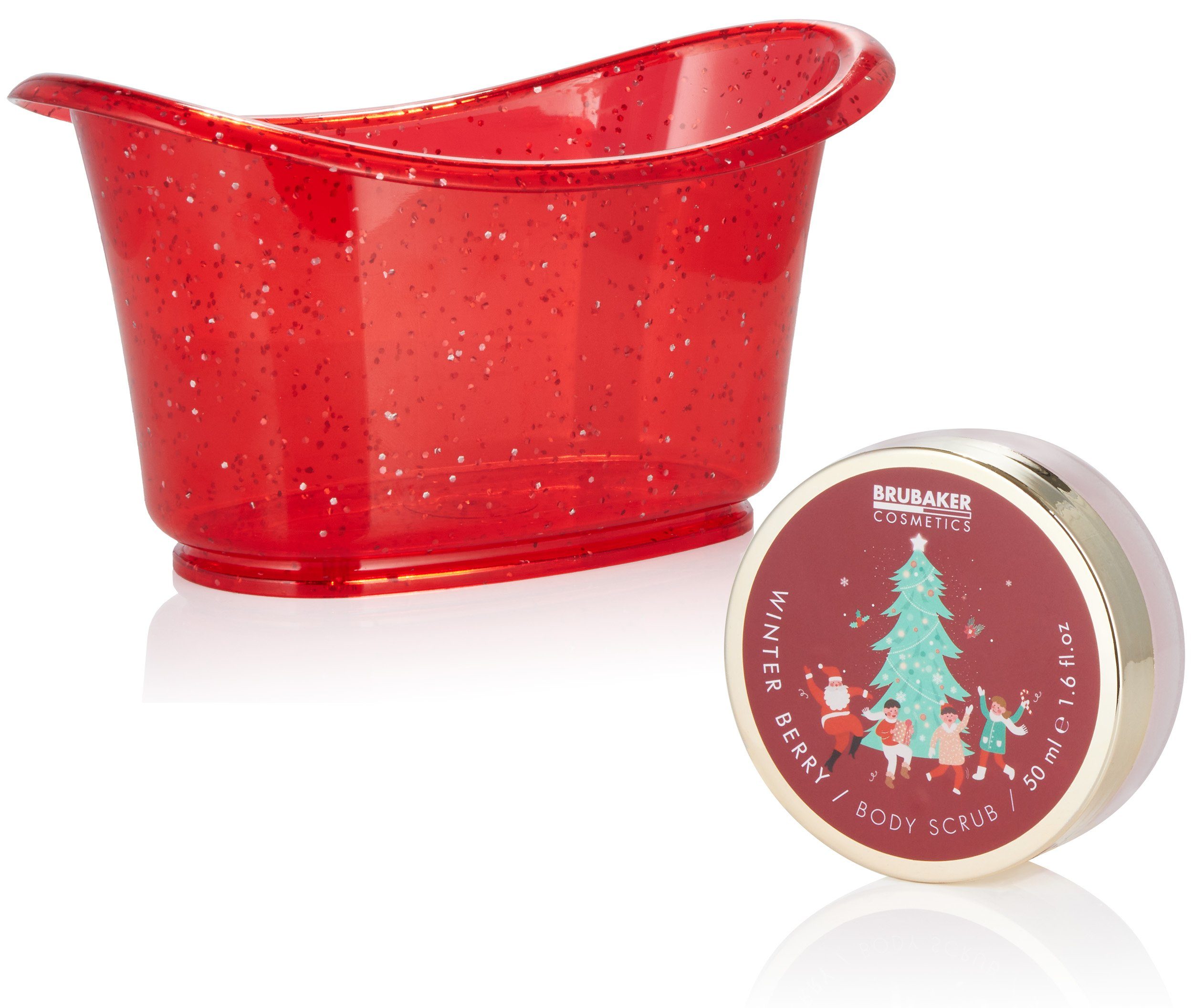 BRUBAKER Pflege-Geschenkset Dusch- und Badeset mit Winter Beeren Duft - Merry Christmas, Rot, 5-tlg., Frauen Geschenkset Weihnachten in Deko Wanne, Wellness Pflegeset