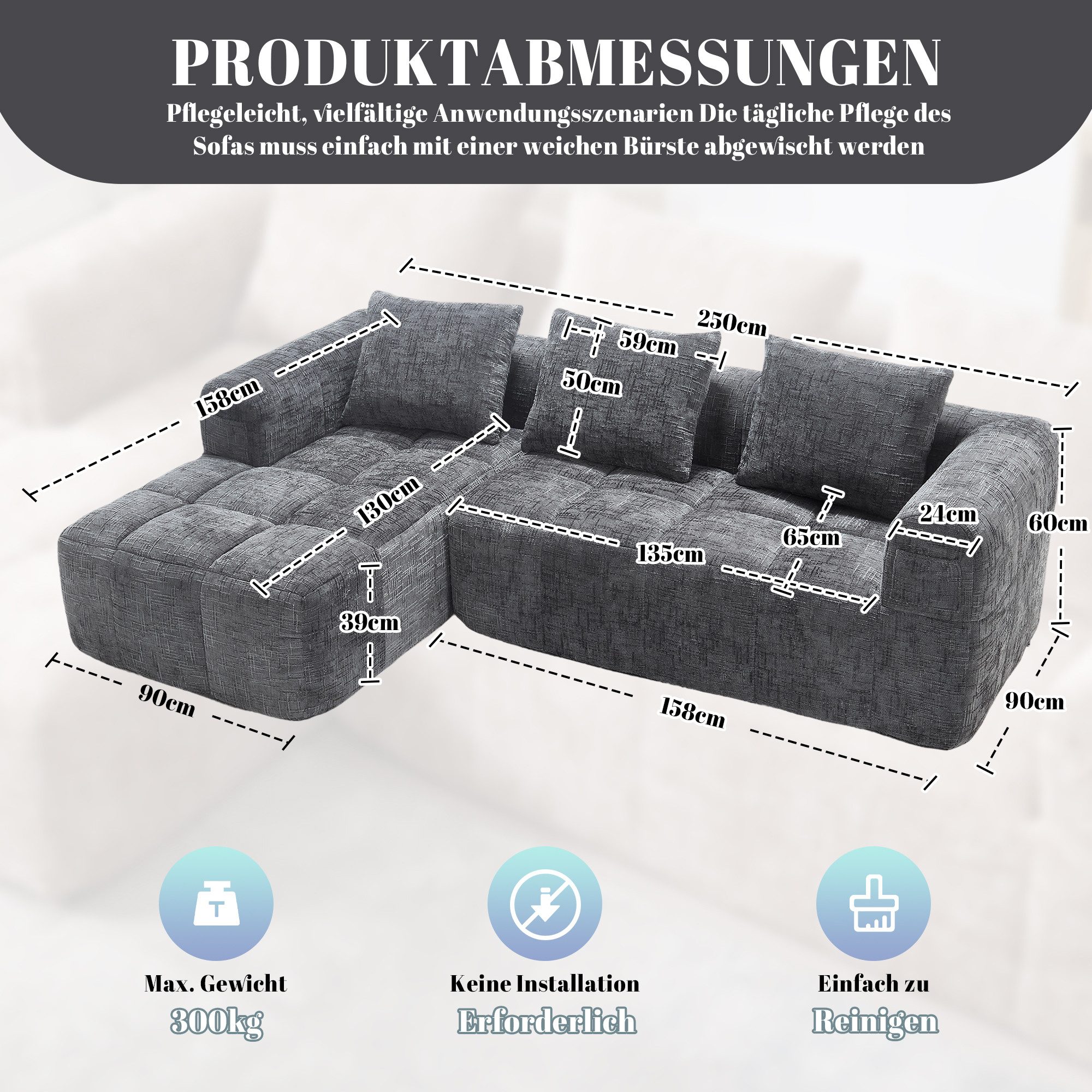i@home 3-Sitzer Modernes Sektionssofa, L-Sofa, 3-Sitzer-Sofa, günstig online kaufen