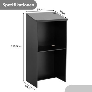 KOMFOTTEU Stehpult, mit geneigtem Desktop & Kantenstopp, 58 x 40 x 116,5 cm