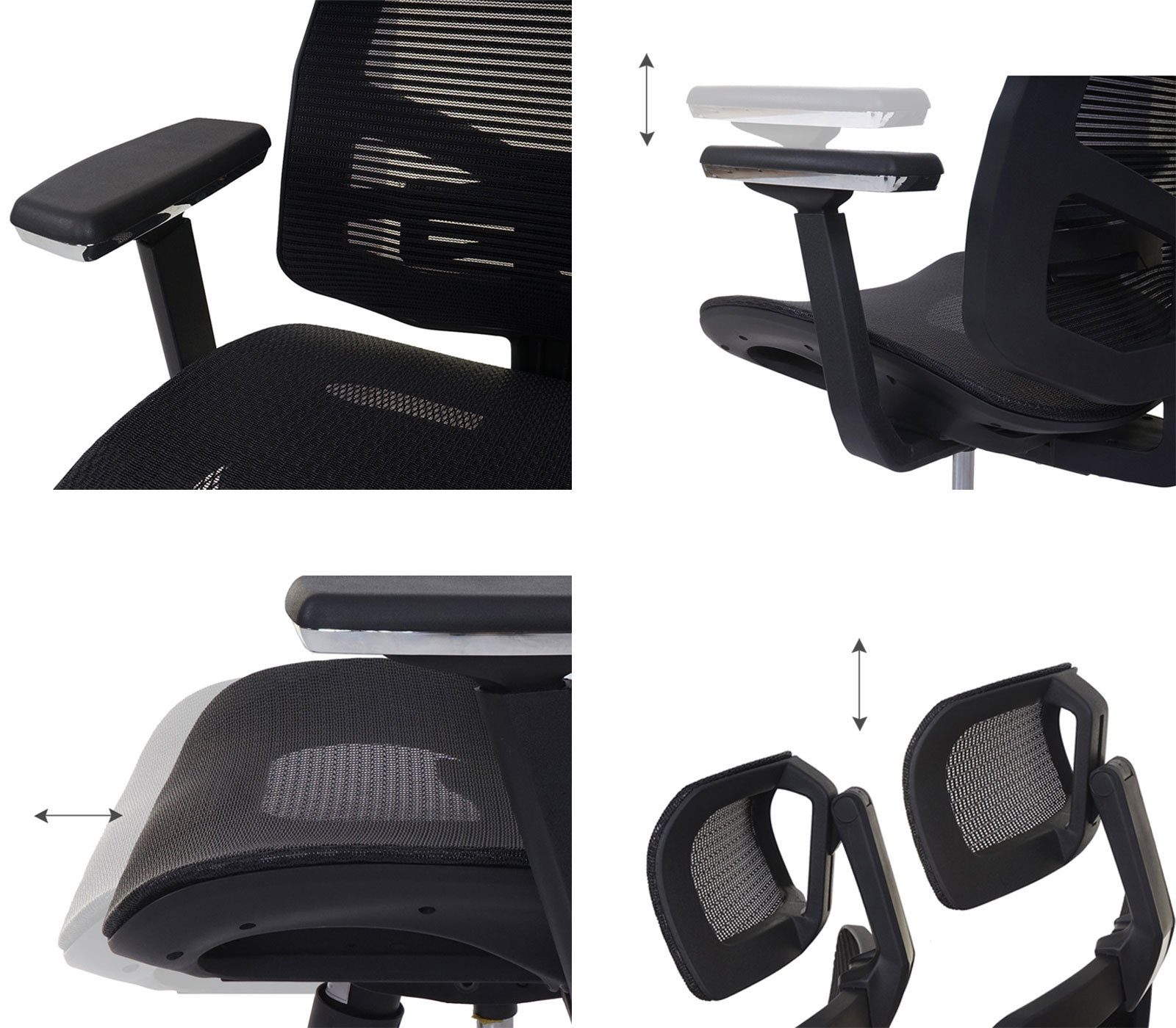 Schreibtischstuhl MCW-A58, MCW Netzbespannung Armlehnen schwarz höhenverstellbar, Luftzirkulation verbessert