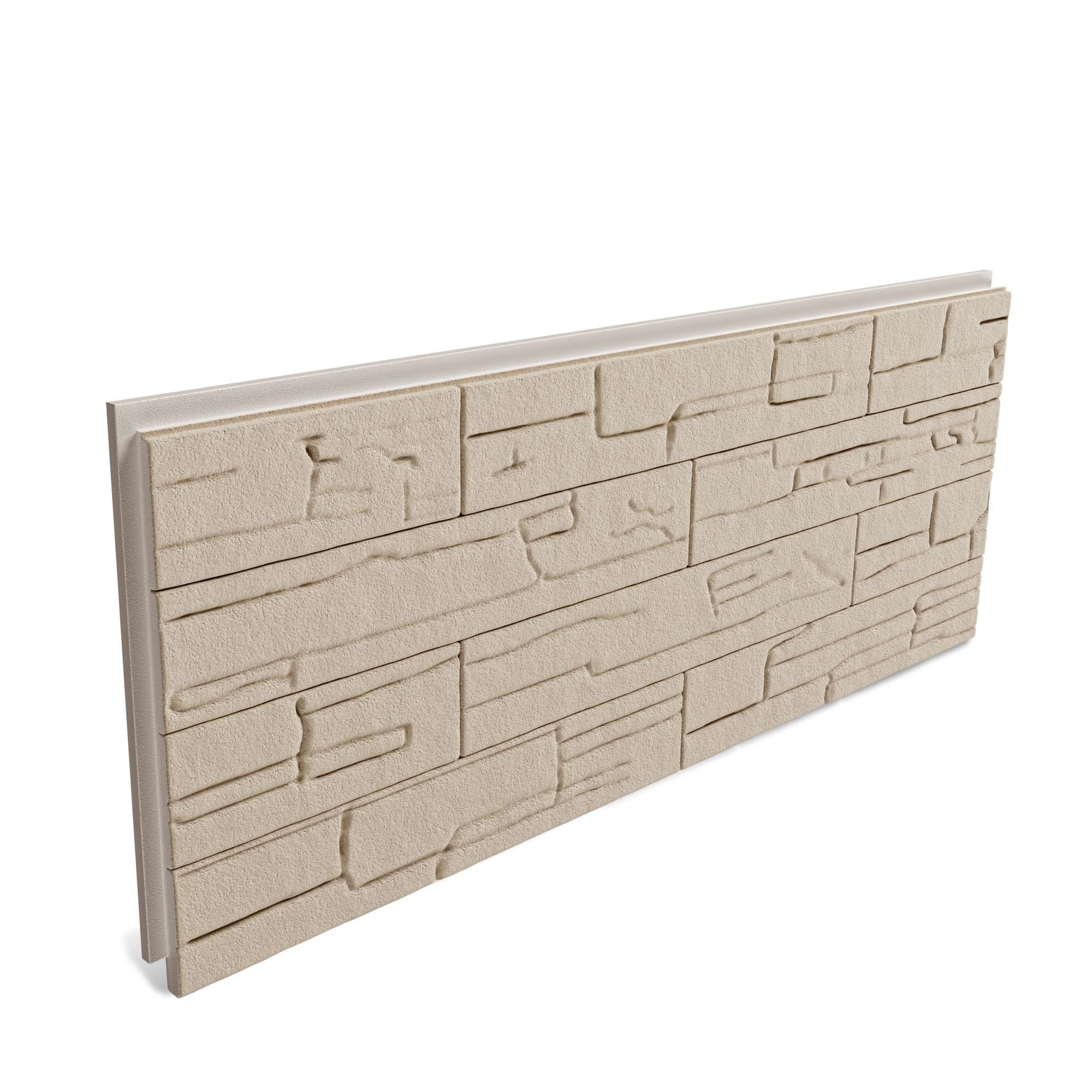 Hexim Wandpaneel, BxL: 50x121 cm, (Fassadenpaneele 1 Stück 121x50cm EPS Styropor Acrylbeschichtung Steinoptik Weiß - 3D Fassadenverkleidungen Innen- & Außenbereich UV-beständig für Hausfassaden (0,61m² FP102)