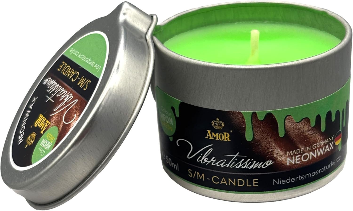 Vibratissimo Massagekerze S/M Kerze 50ml, Niedertemperaturkerze, verschiedene Farben für aufregende Momente