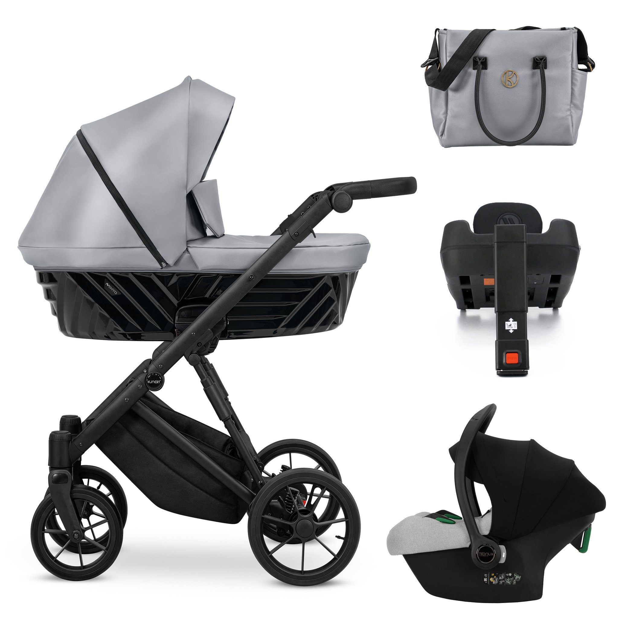 Kombi-Kinderwagen Invento 5 in 1 inkl. Sportsitz, Autositz und Iso Base in 9 Farben