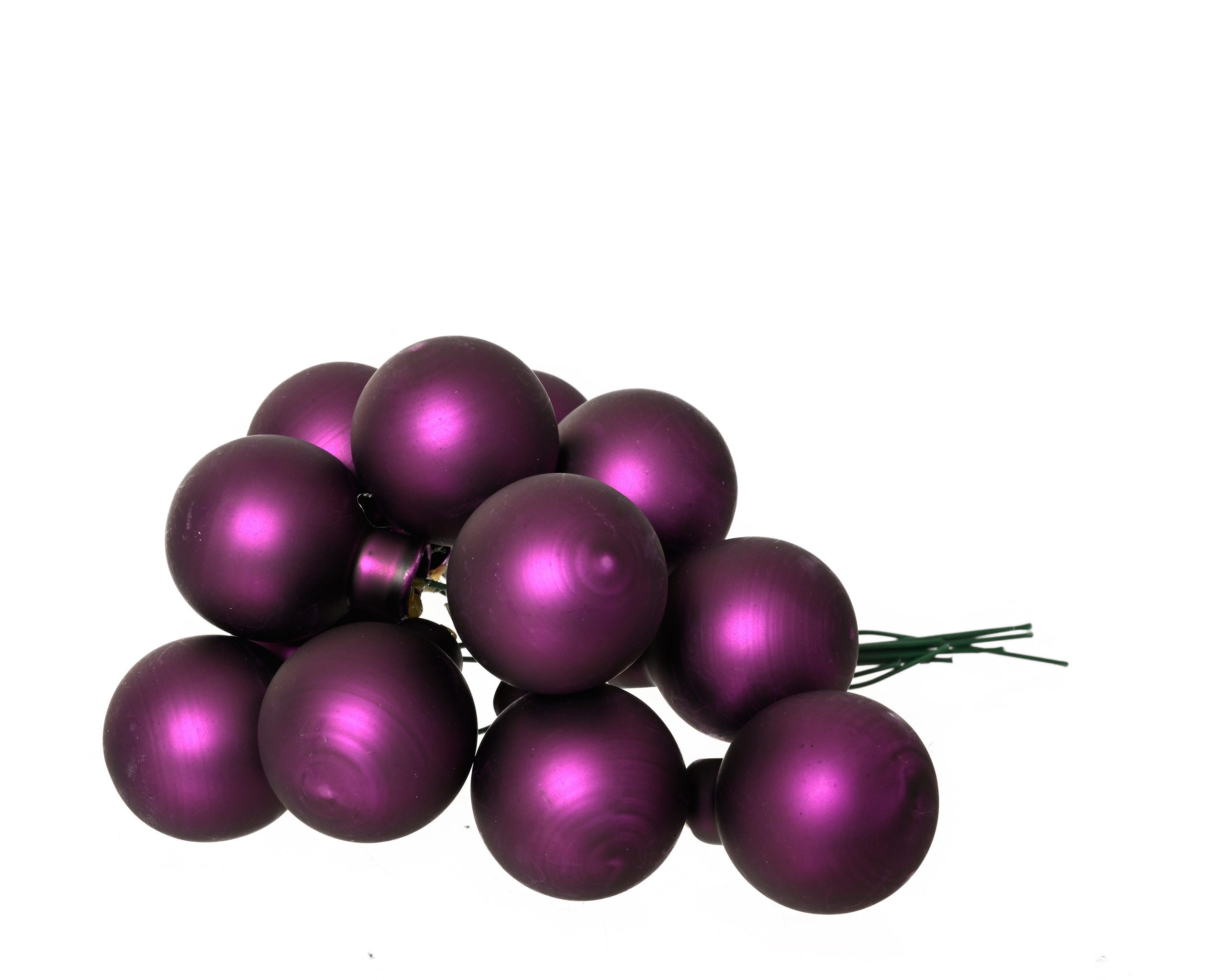 Kaemingk Weihnachtsbaumkugel, Weihnachtskugeln am Draht 2,5cm Glas 12 Stück - Feige matt