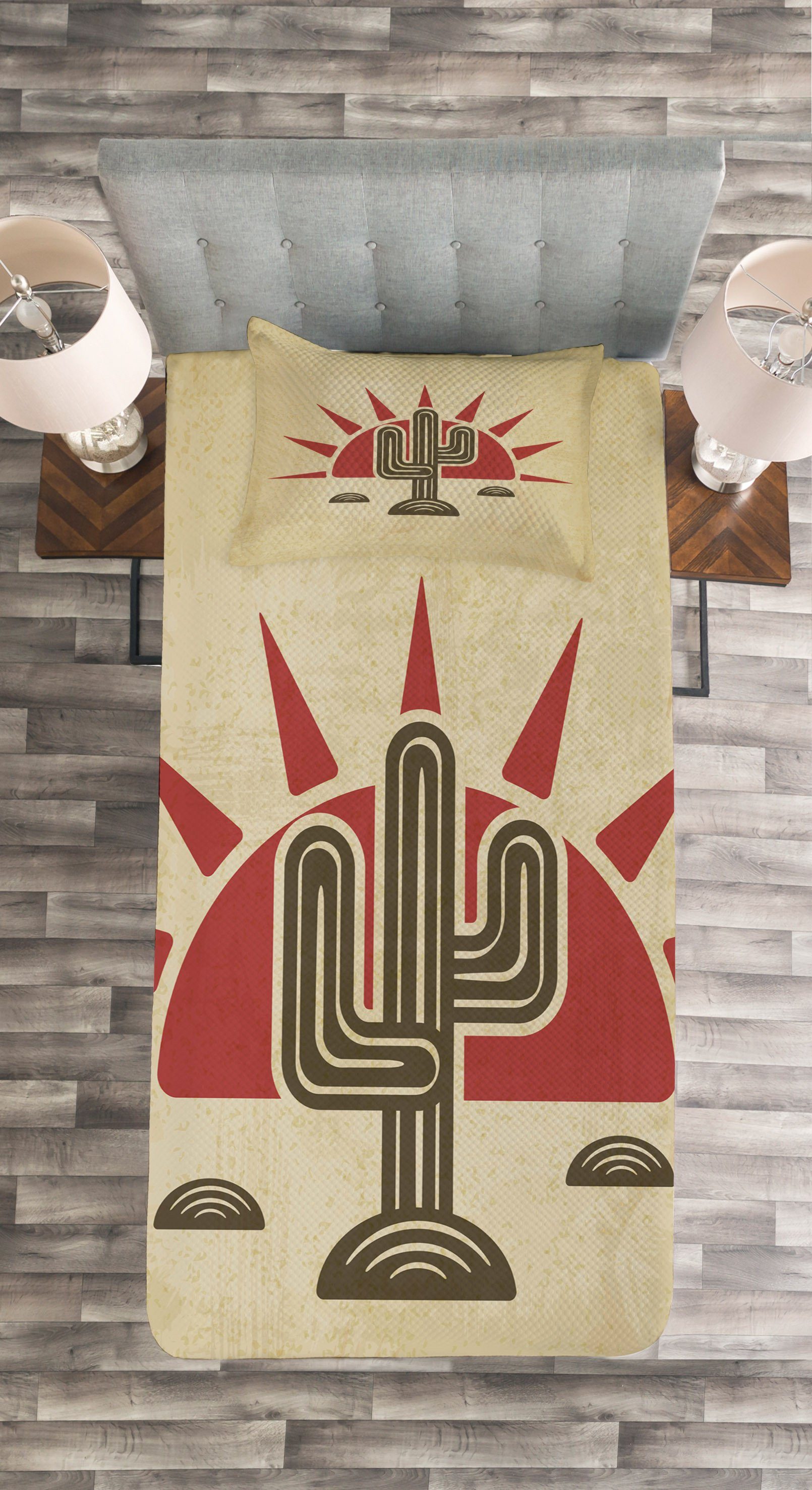 Tribal Arizona Sun Tagesdecke Waschbar, Saguaro und Set Kissenbezügen mit Abakuhaus,